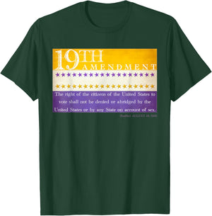 Vintage 19th Amendment Suffrage Victory Flag Centennial Text T-Shirt - T-Shirt | Forest