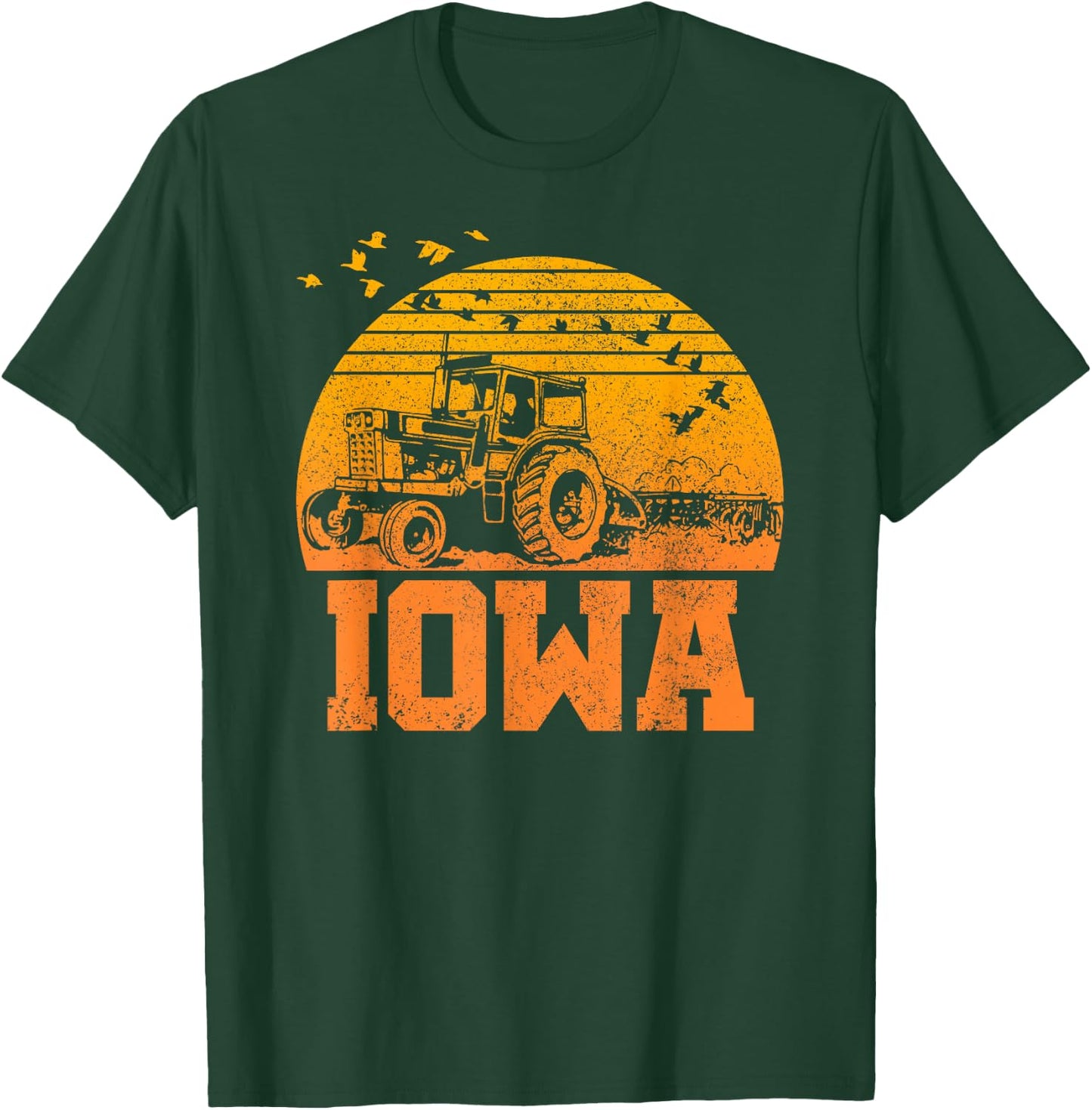 Iowa - Vintage Retro Tractor Farmer Shirt Gift T-Shirt - T-Shirt | Forest