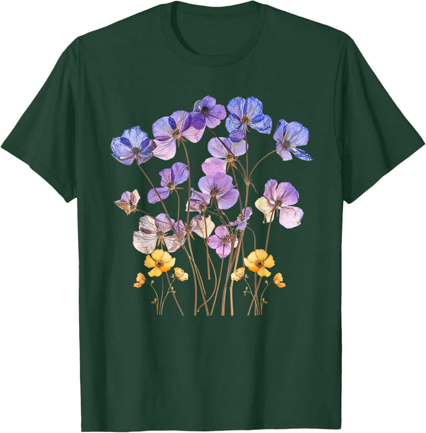Vintage Flower Graphic Wildflower Floral Gardening T-Shirt - T-Shirt | Forest