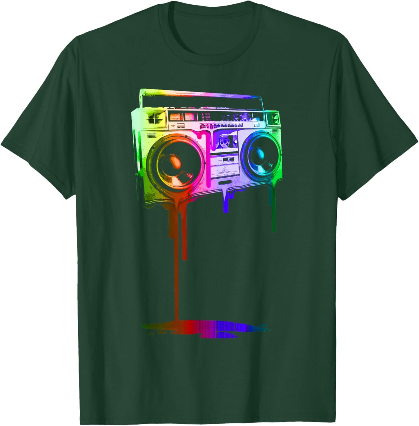 Melting Boombox in Digital Rainbow Colors T-Shirt - T-Shirt | Forest