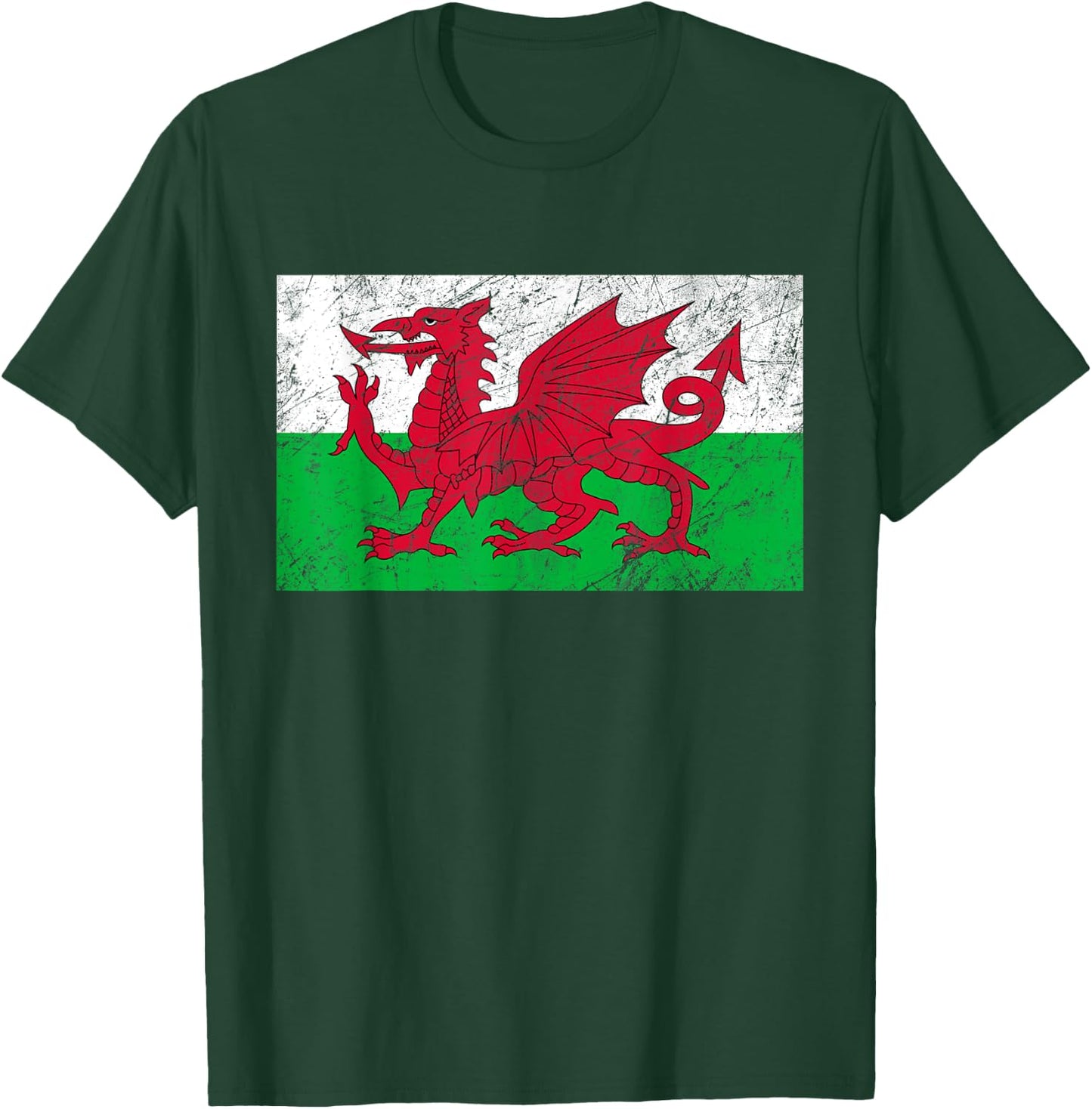 Wales Dragon Flag Welsh Retro Cymru Medieval T-Shirt - T-Shirt | Forest