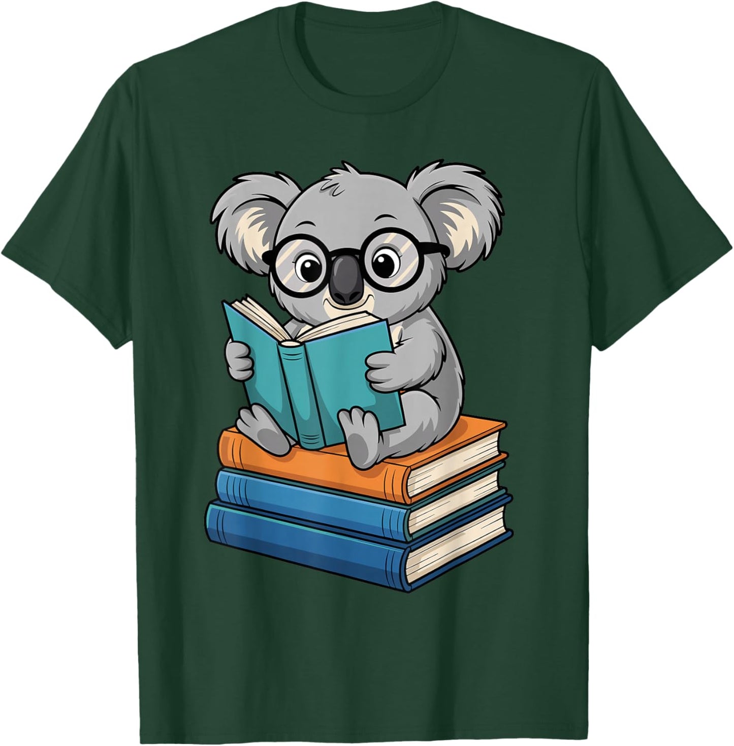 Koala Reading Book Glasses Funny Bookworm Librarian T-Shirt - T-Shirt | Forest