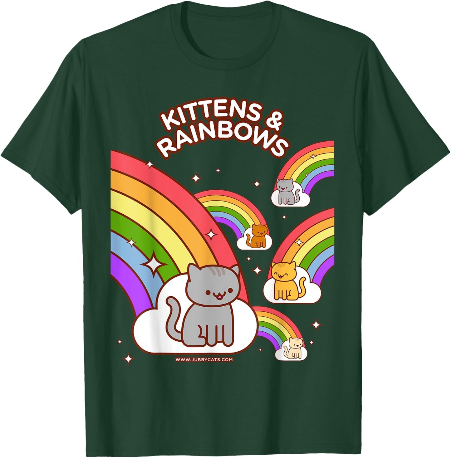 Kawaii Cat - Kittens & Rainbows T-Shirt - T-Shirt | Forest