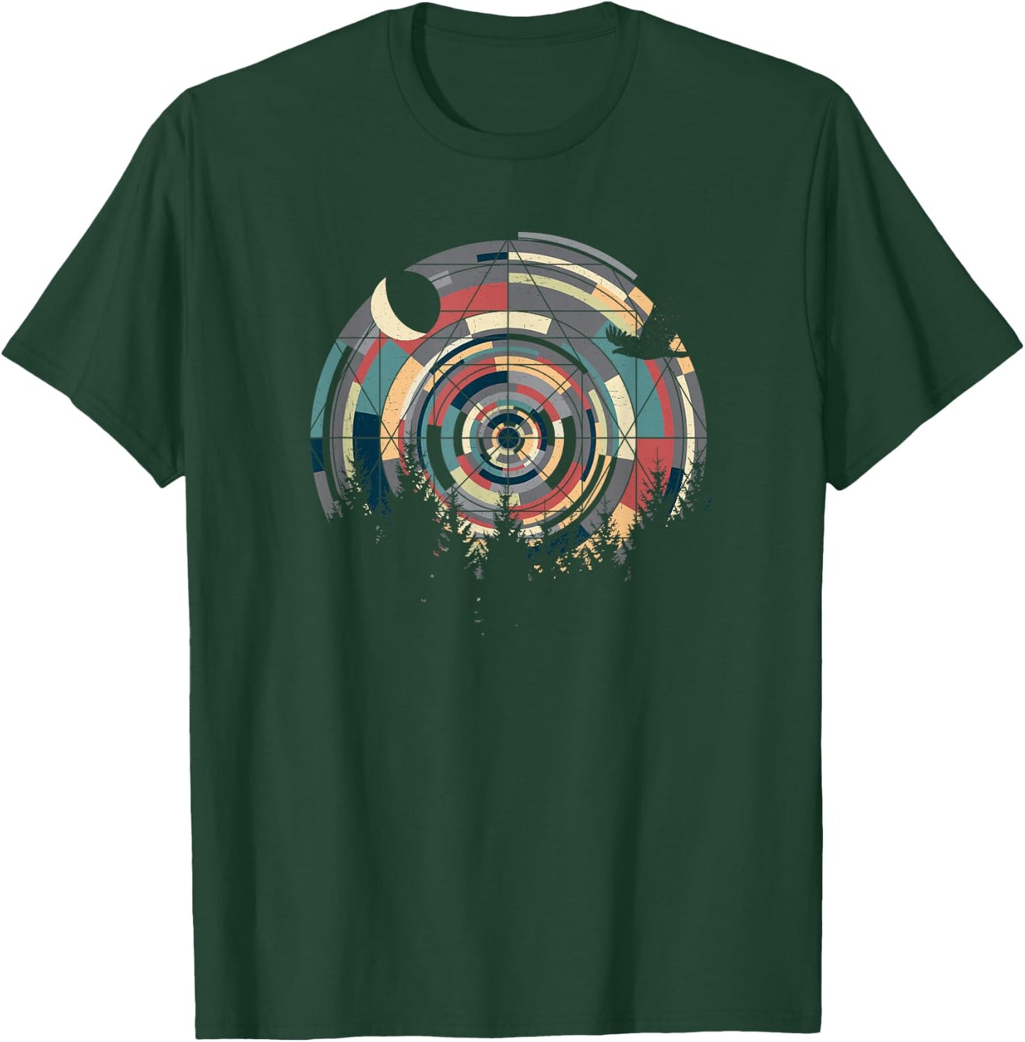 Sacred Geometry Meets Landscape, Moon, Eagle, him & her T-Shirt - T-Shirt | Forest