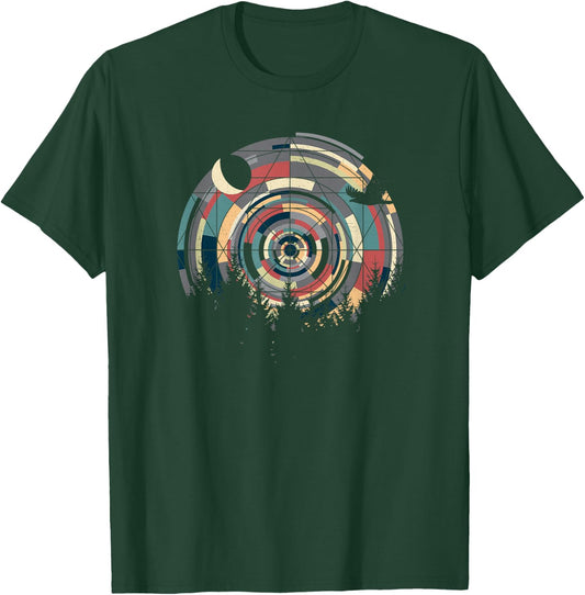 Sacred Geometry Meets Landscape, Moon, Eagle, him & her T-Shirt - T-Shirt | Forest