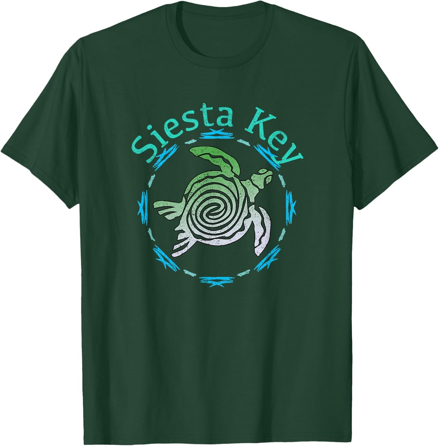 Siesta Key Vintage Tribal Turtle Gift T-Shirt - T-Shirt | Forest