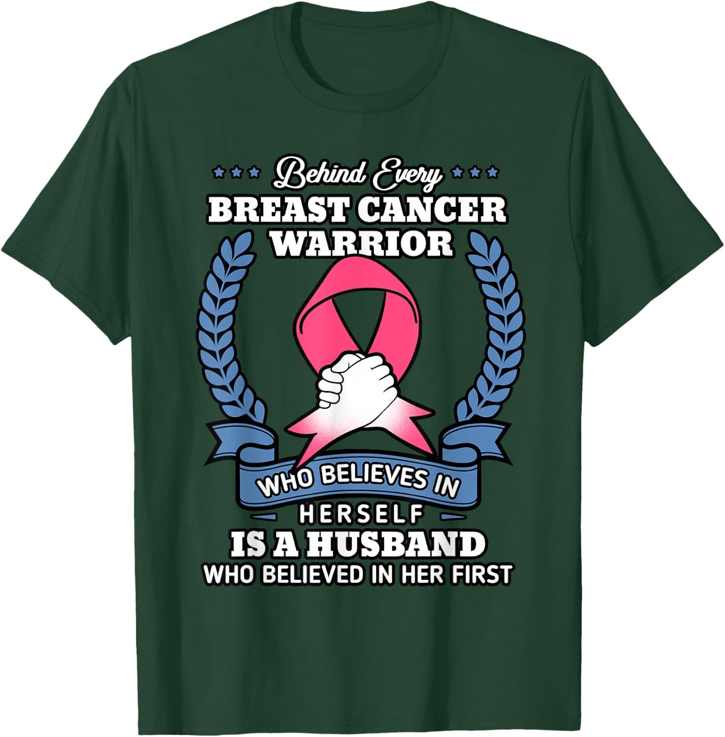 Husband Of A Warrior Breast Cancer Shirt Fight Chemo Gift T-Shirt - T-Shirt | Forest