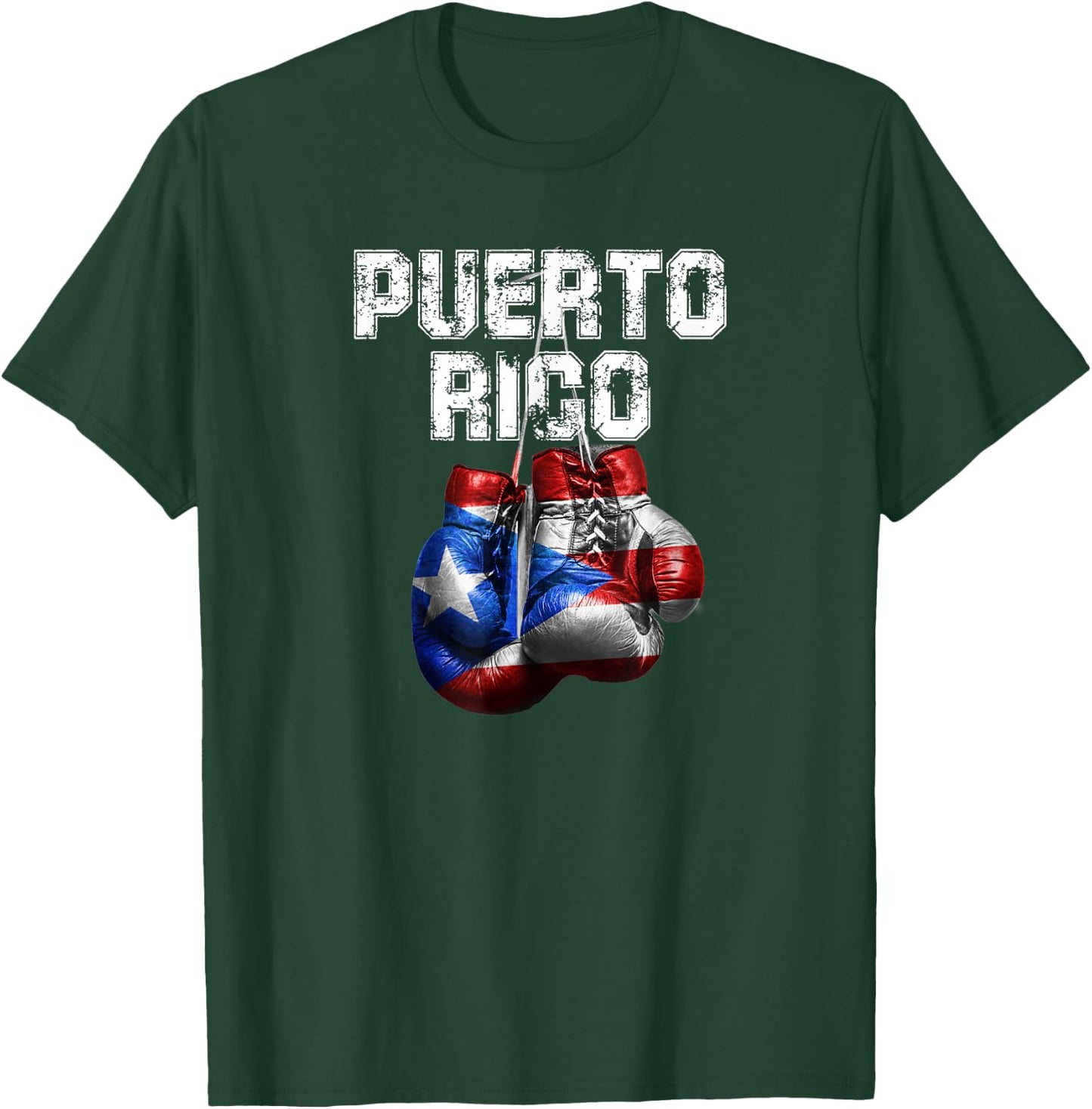 Puerto Rico Pride - Vintage Boxing Gloves T-Shirt - T-Shirt | Forest