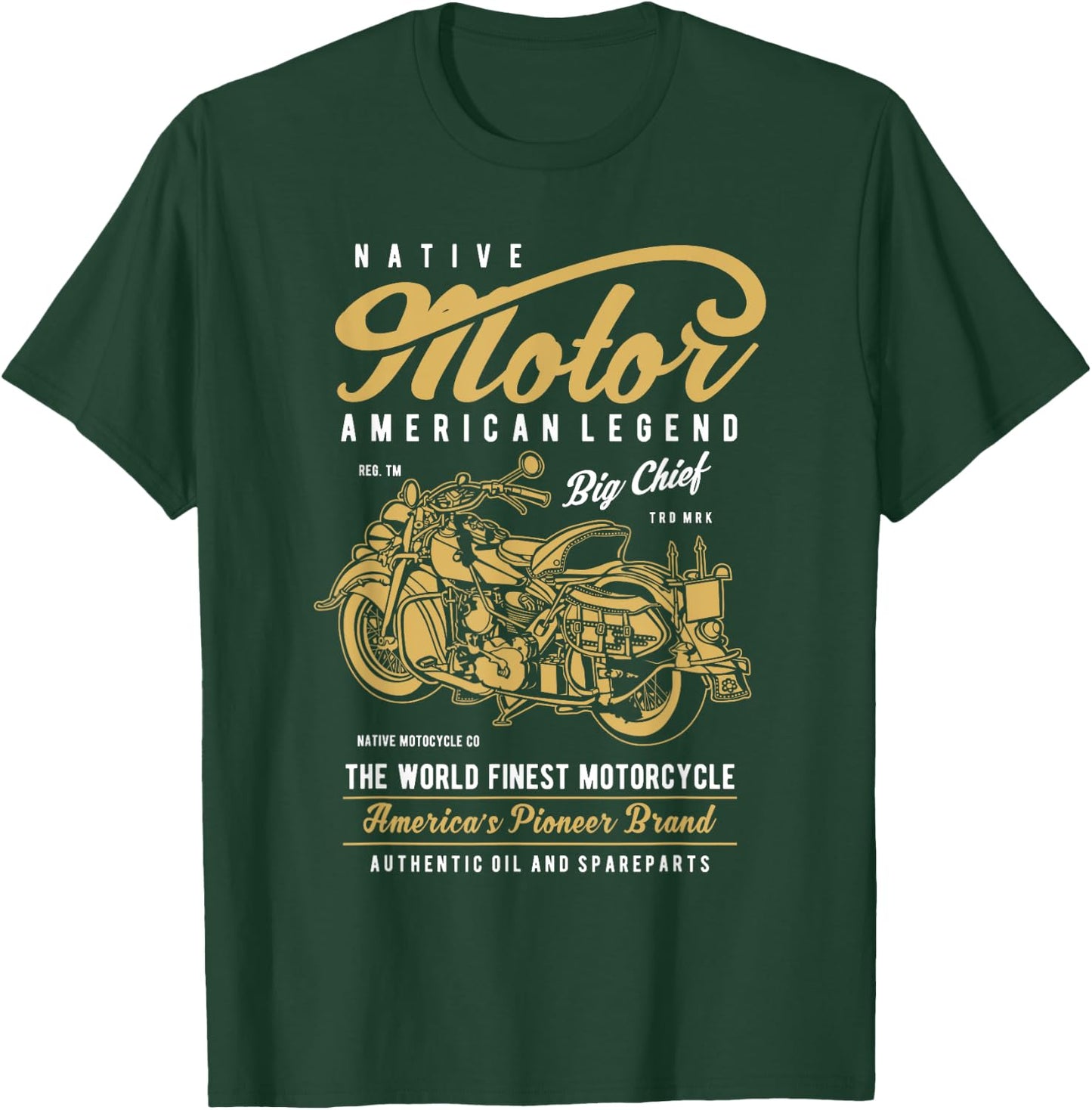 Retro Vintage American Motorcycle Indian for Old Biker Gifts T-Shirt - T-Shirt | Forest