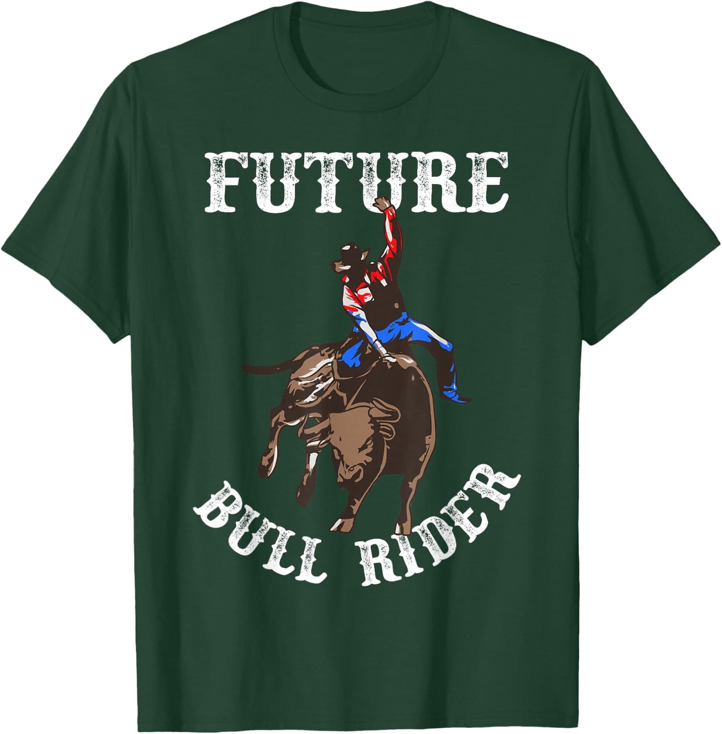 Rodeo Future Bull Rider Bull Riding Mechanical Boys Kids Small T-Shirt - T-Shirt | Forest