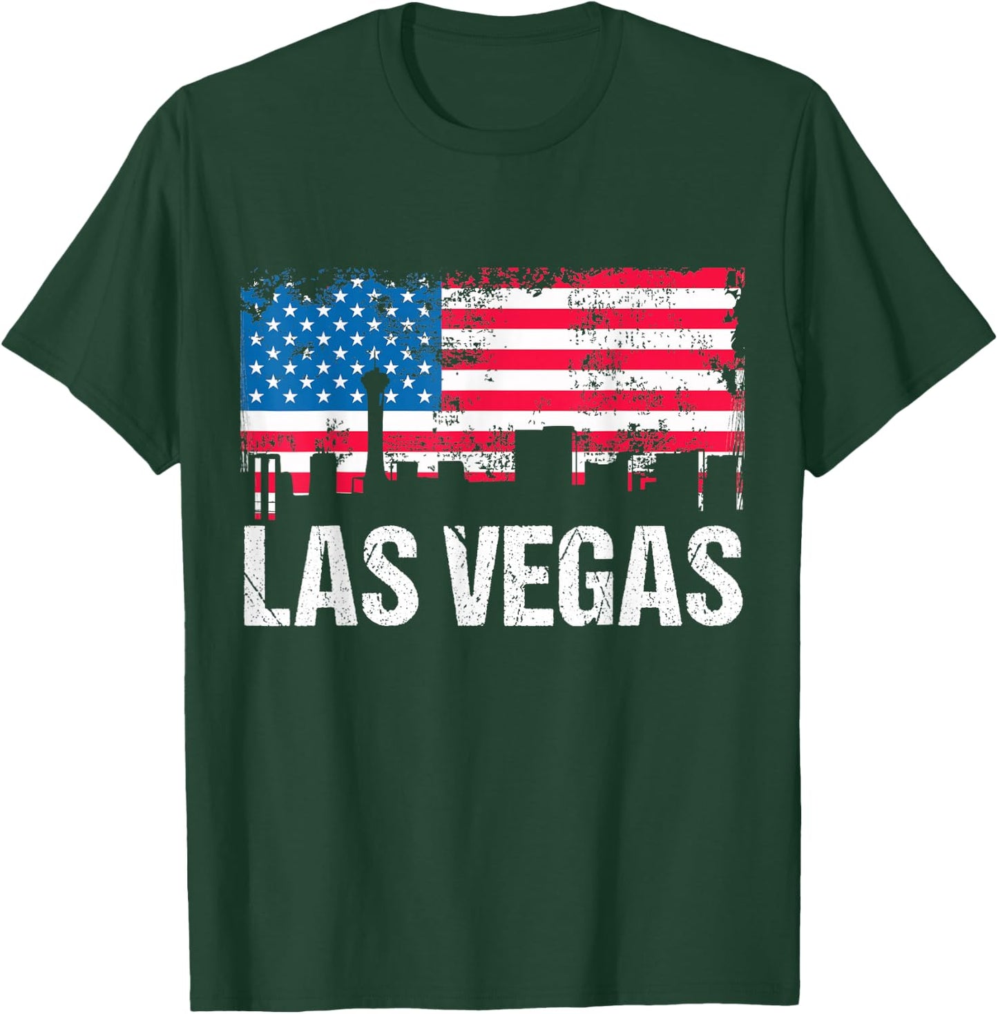 Vintage US Flag American City Skyline Las Vegas Nevada USA T-Shirt - T-Shirt | Forest