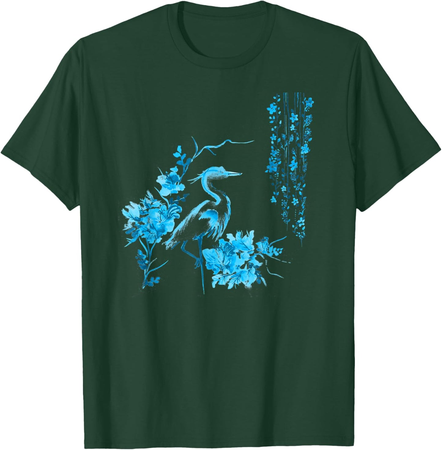 Japanese Art Crane Bird Fresh Garden Stylish Design T-Shirt - T-Shirt | Forest