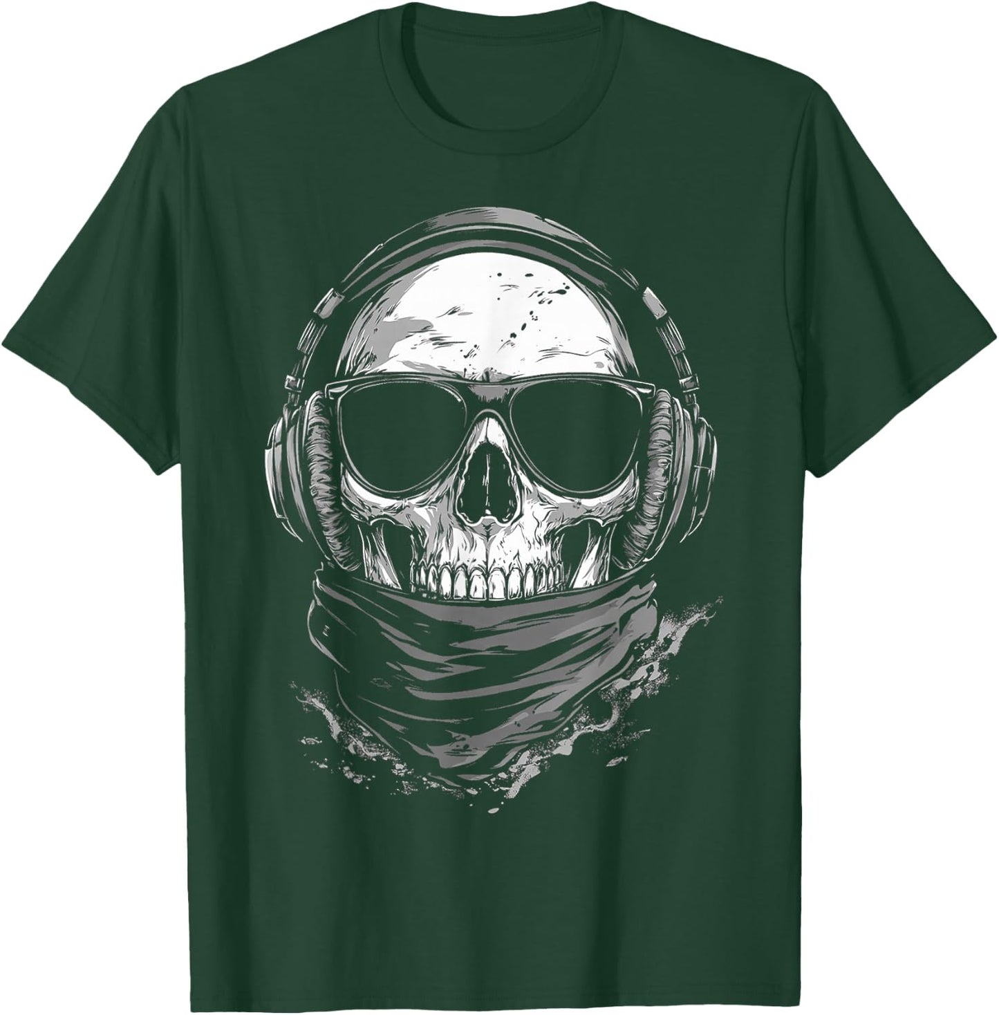 Skull Music Headphone Motif Sunglasses Artwork Skull T-Shirt - T-Shirt | Forest