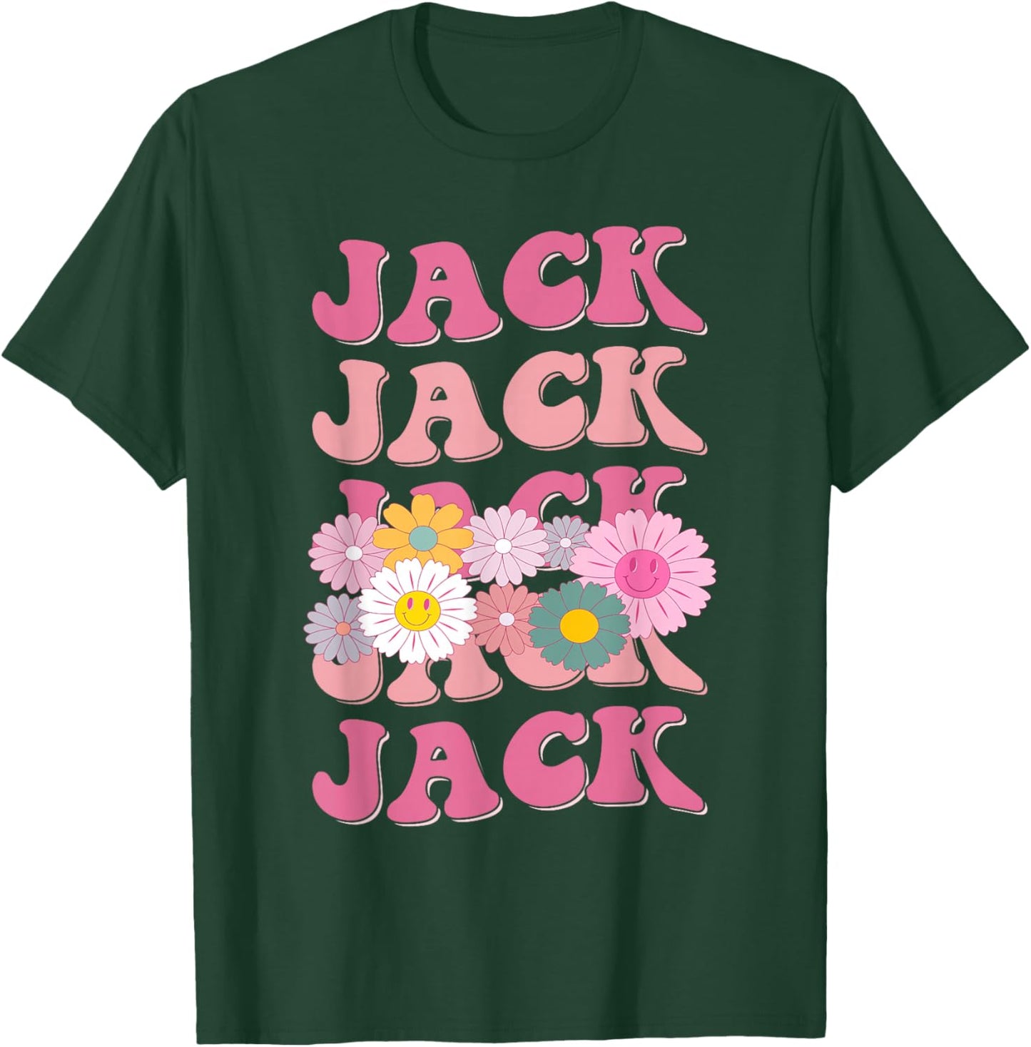 Girl Retro Jack First Name Personalized Groovy 80's T-Shirt - T-Shirt | Forest