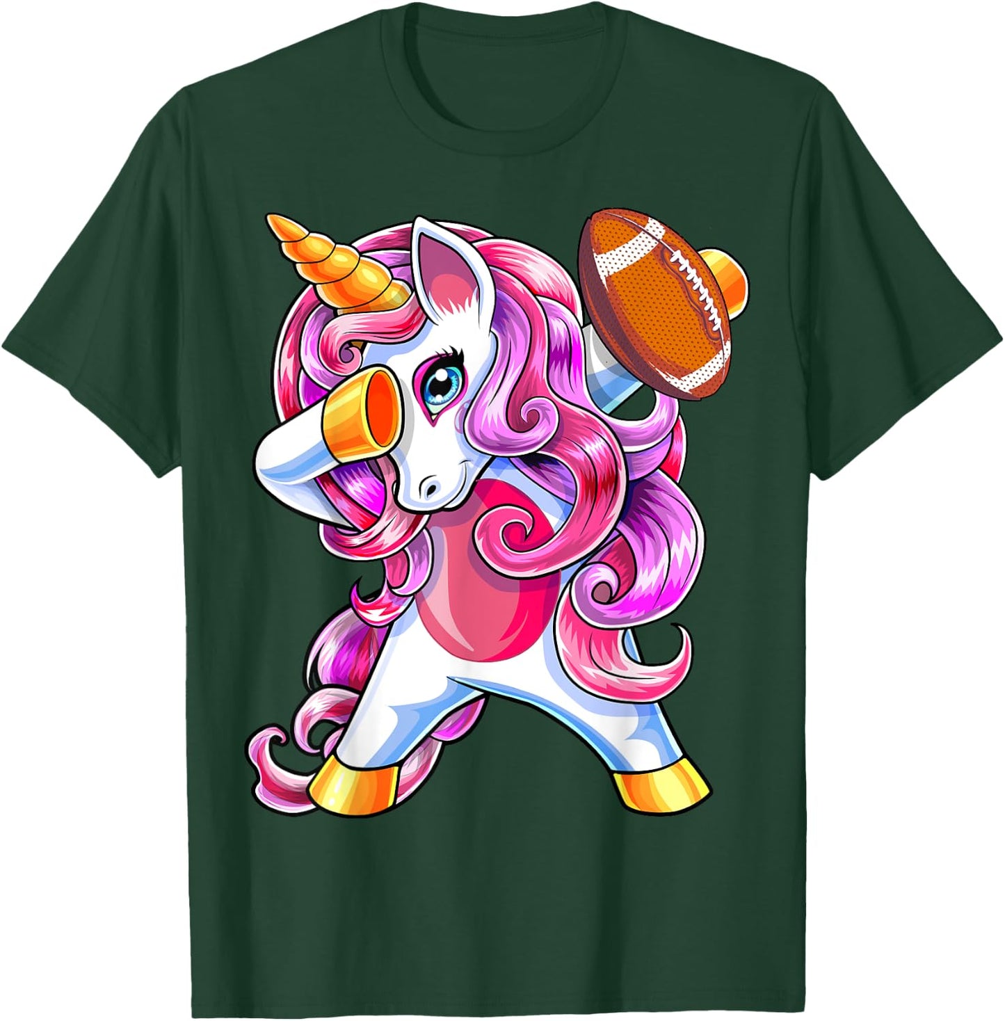 Dabbing Unicorn Football Shirt Unicorn Football Gift Girls T-Shirt - T-Shirt | Forest