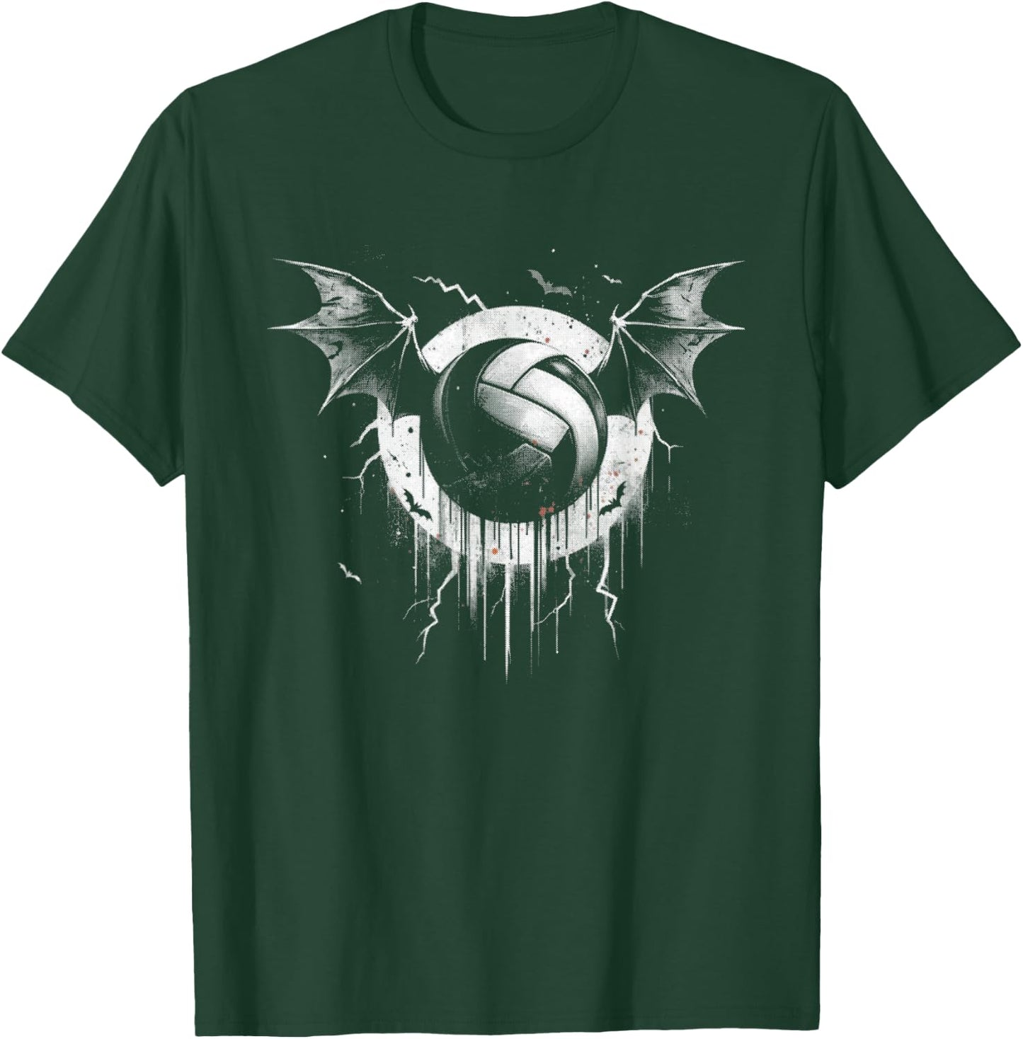 Volleyball Bat - Funny Creepy Volleyball Bat Halloween Lover T-Shirt - T-Shirt | Forest