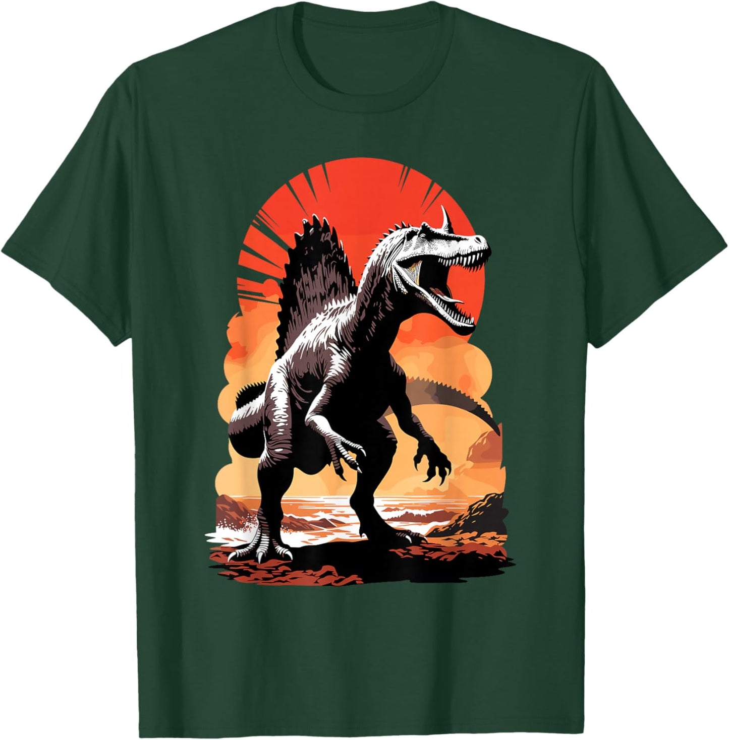 Spinosaurus Mirabilis Horned New Dinosaur Species Graphic T-Shirt - T-Shirt | Forest