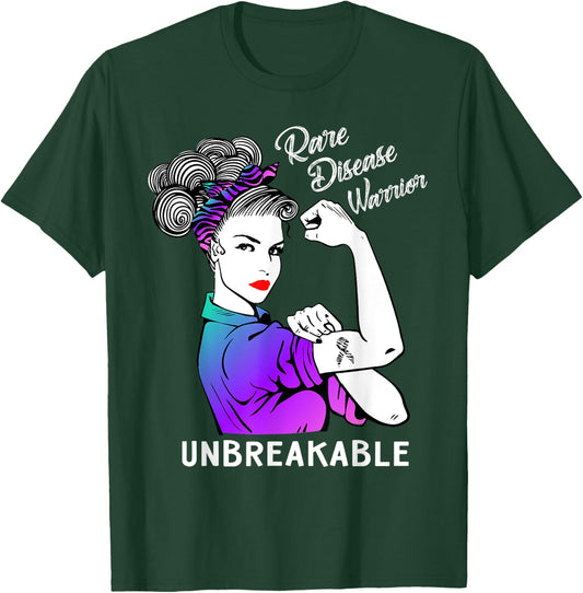 Rare Disease Warrior Unbreakable Awareness Gift T-Shirt - T-Shirt | Forest