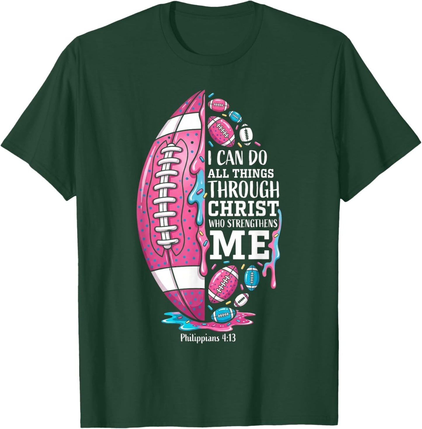 Christian Football Drip for Boys Ice Cream Drip Religious T-Shirt - T-Shirt | Forest