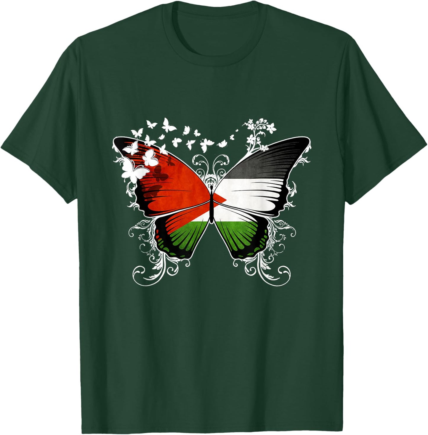 Palestine Flag Shirt Butterfly Graphic T Shirt T-Shirt - T-Shirt | Forest
