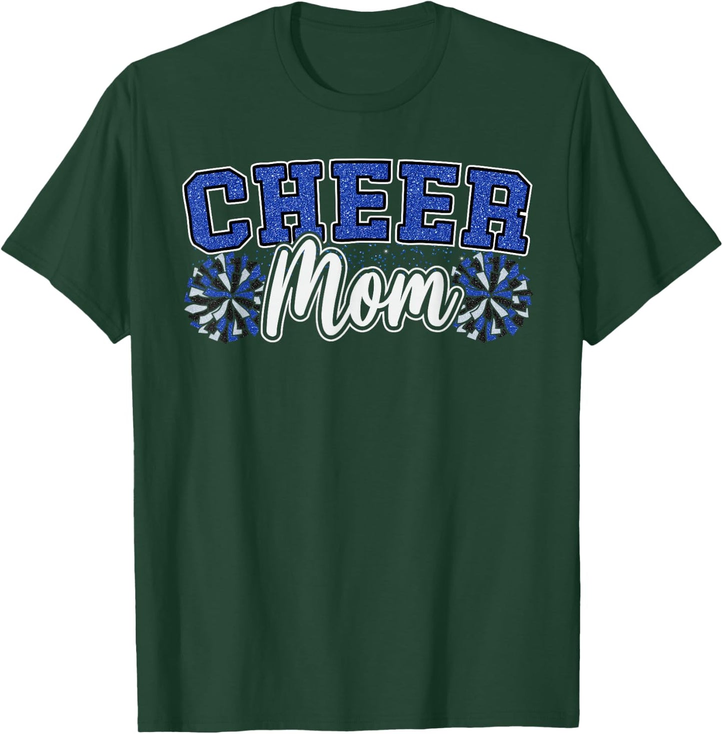 Funny Loud Proud Cheer Mom Mama Cheerleading Blue Black Pom T-Shirt - T-Shirt | Forest