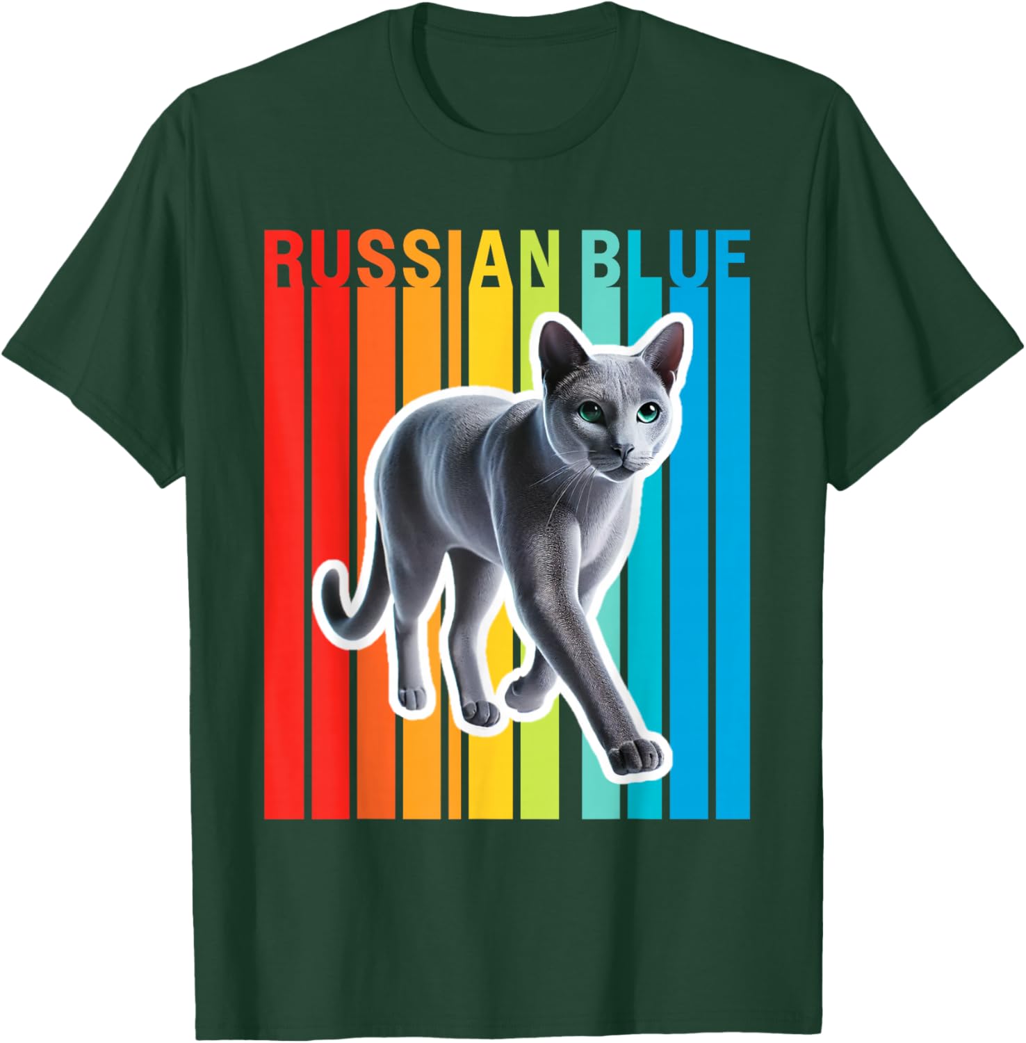 Russian Blue Cat Colorful T-Shirt - T-Shirt | Forest