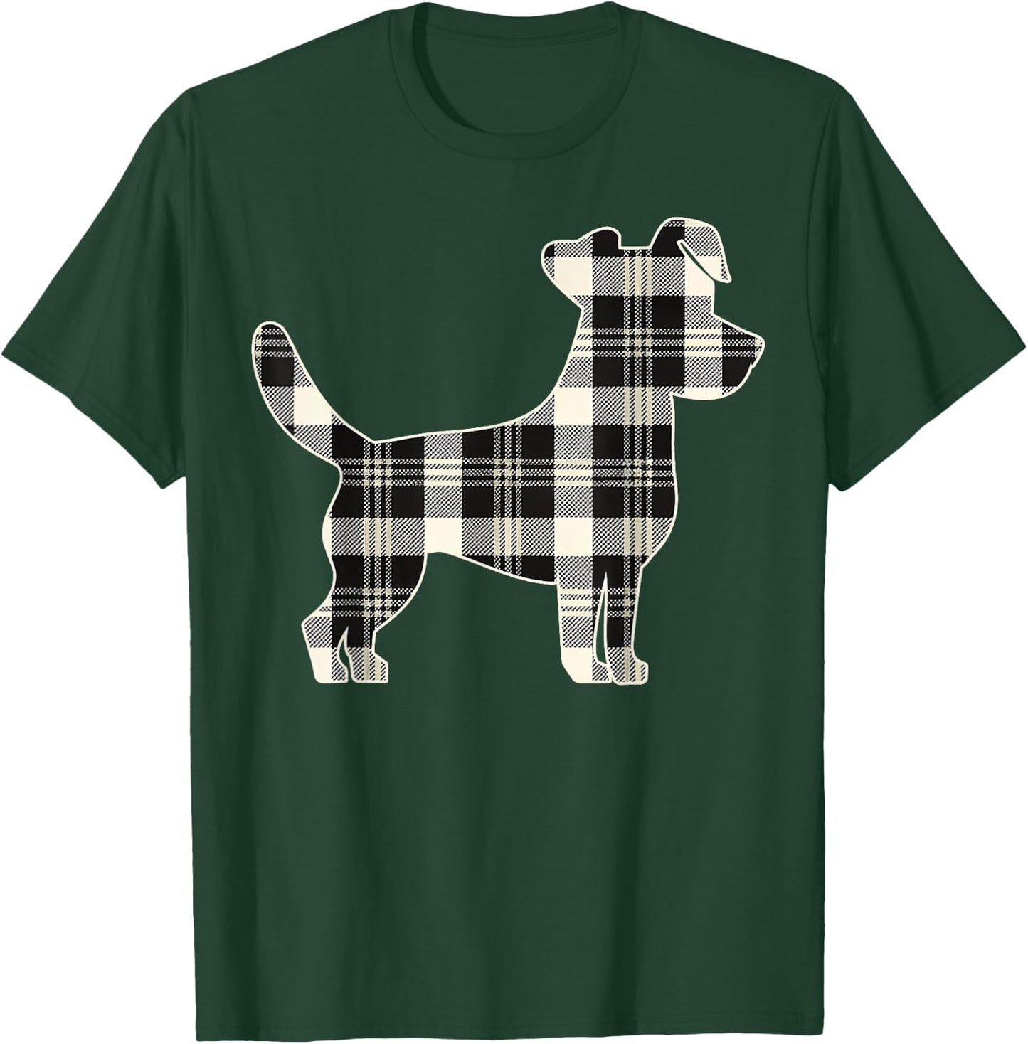 Jack Russell Terrier Vintage White & Black Christmas Buffalo T-Shirt - T-Shirt | Forest