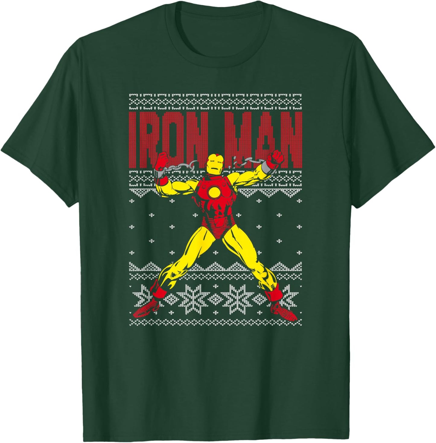Marvel Iron Man Retro Ugly Sweater Christmas Graphic T-Shirt - T-Shirt | Forest