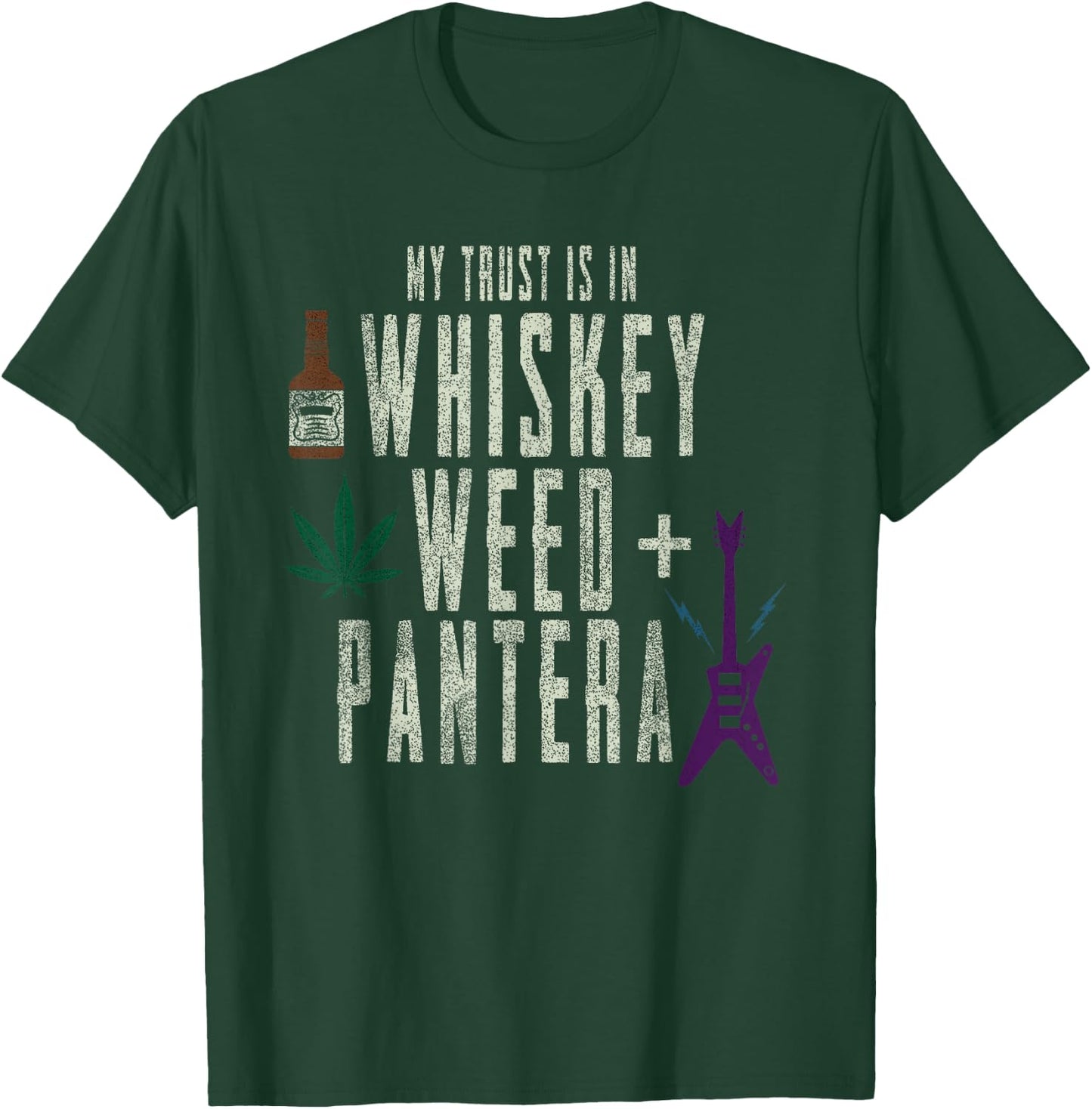 Pantera Official Whiskey, Weed and Pantera T-Shirt - T-Shirt | Forest