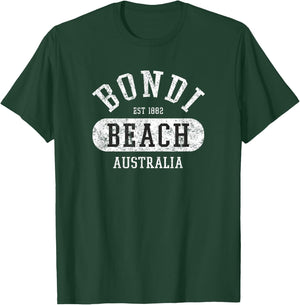 Vintage College Style Bondi Beach Australia Graphic Design T-Shirt - T-Shirt | Forest