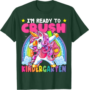 Crush Kindergarten Dabbing Unicorn Back to School Girls Gift T-Shirt - T-Shirt | Forest