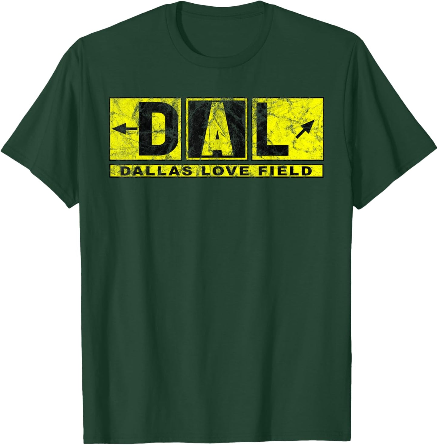 DAL Dallas Love Field Airport Taxiway Sign Pilot Vintage T-Shirt - T-Shirt | Forest