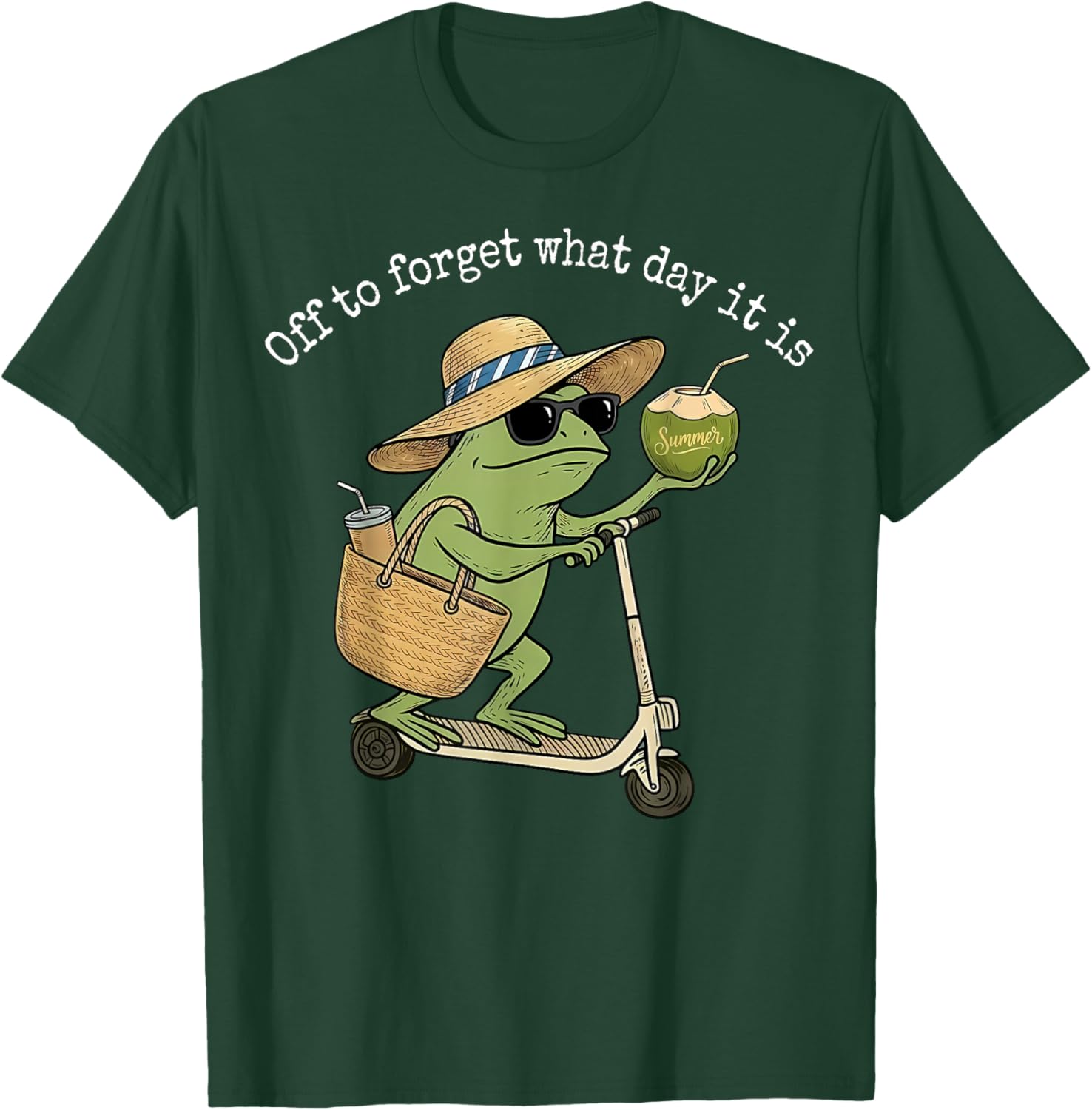 Off to Forget What Day It is Teacher Frog Scooter Last Day T-Shirt - T-Shirt | Forest