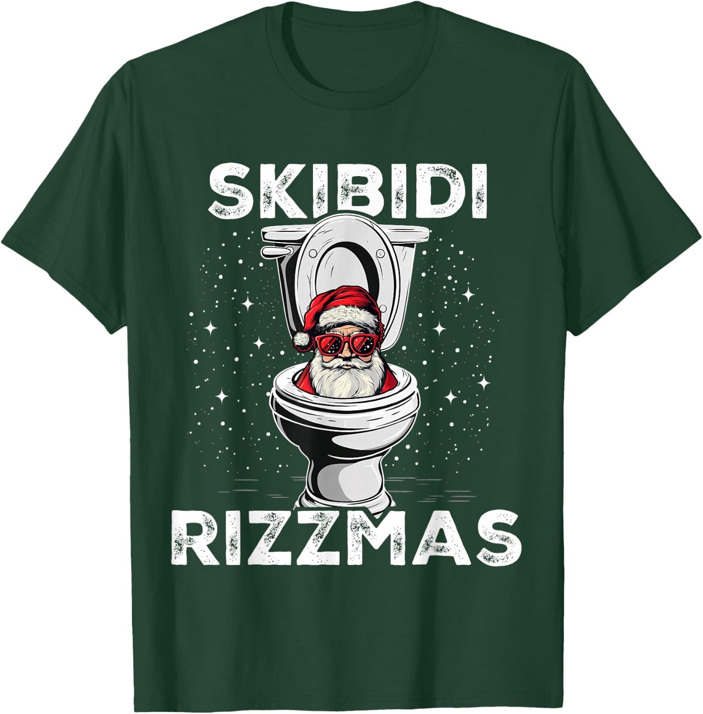 Skibidi Rizzmas Funny Toilet Santa White Elephant Christmas T-Shirt - T-Shirt | Forest