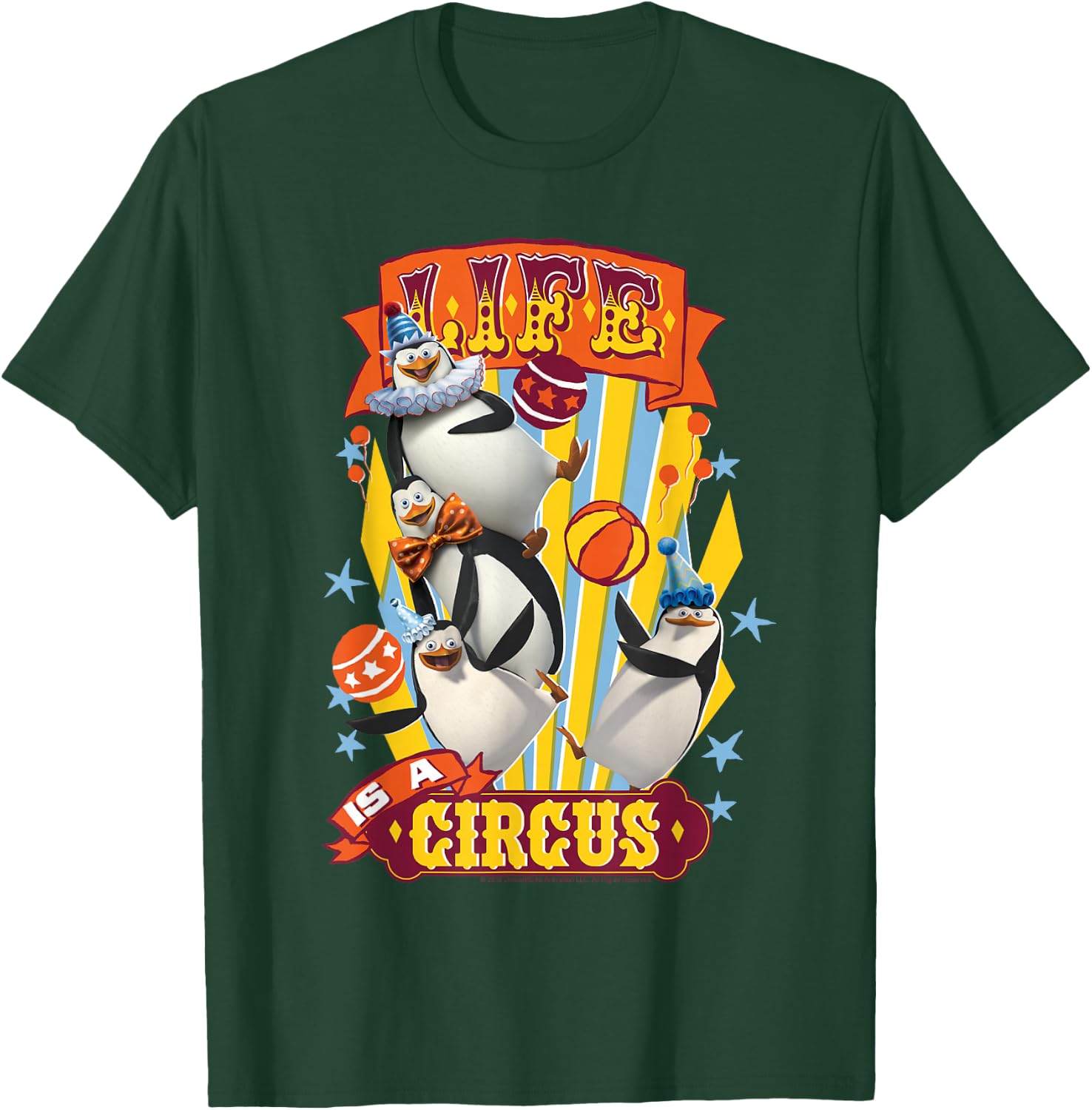 Madagascar Penguin's Life Is a Circus Tex Poster T-Shirt - T-Shirt | Forest