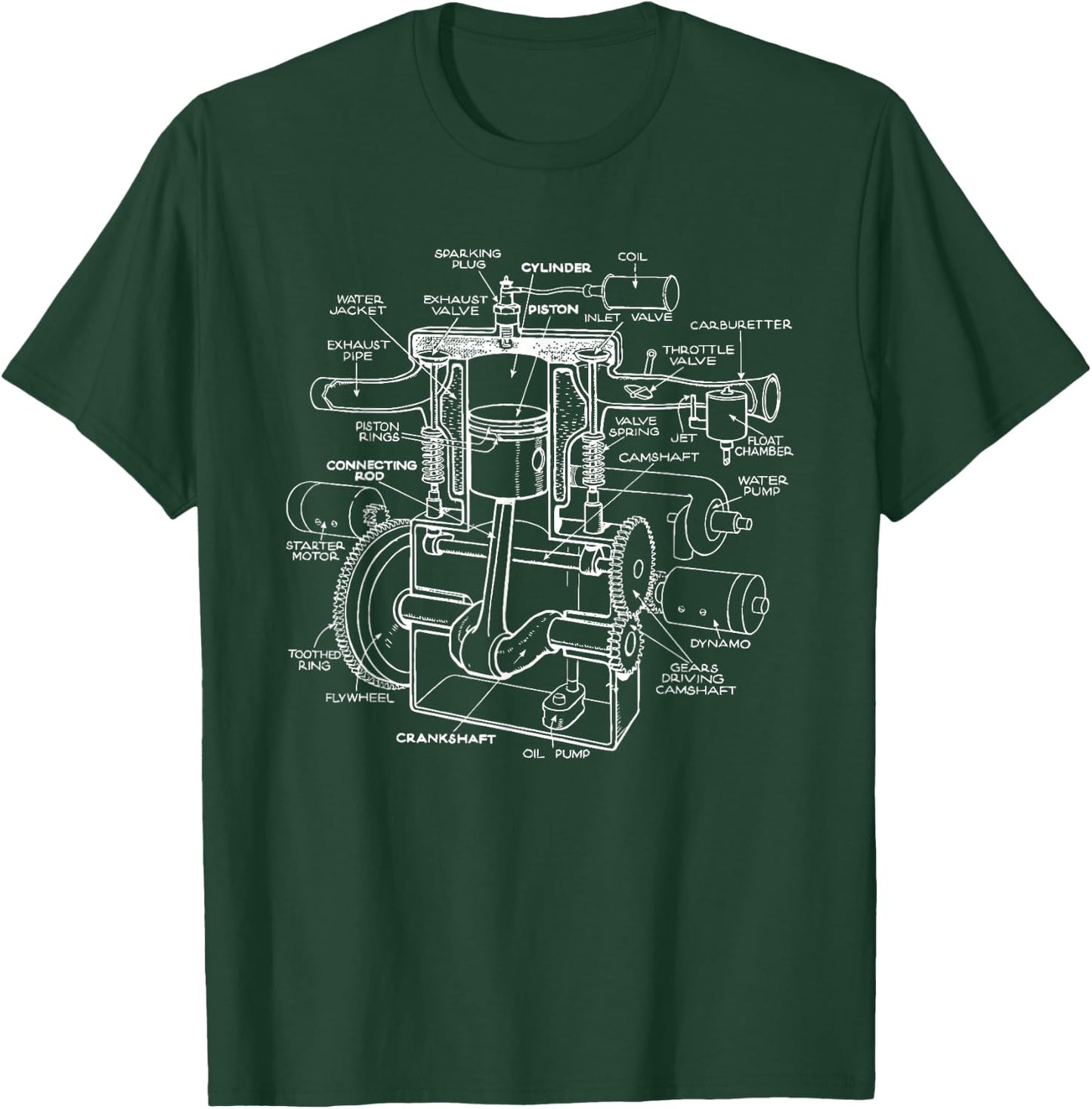 Mechanics Car Engine Pieces Cars Lovers - Muscle Cars T-Shirt - T-Shirt | Forest