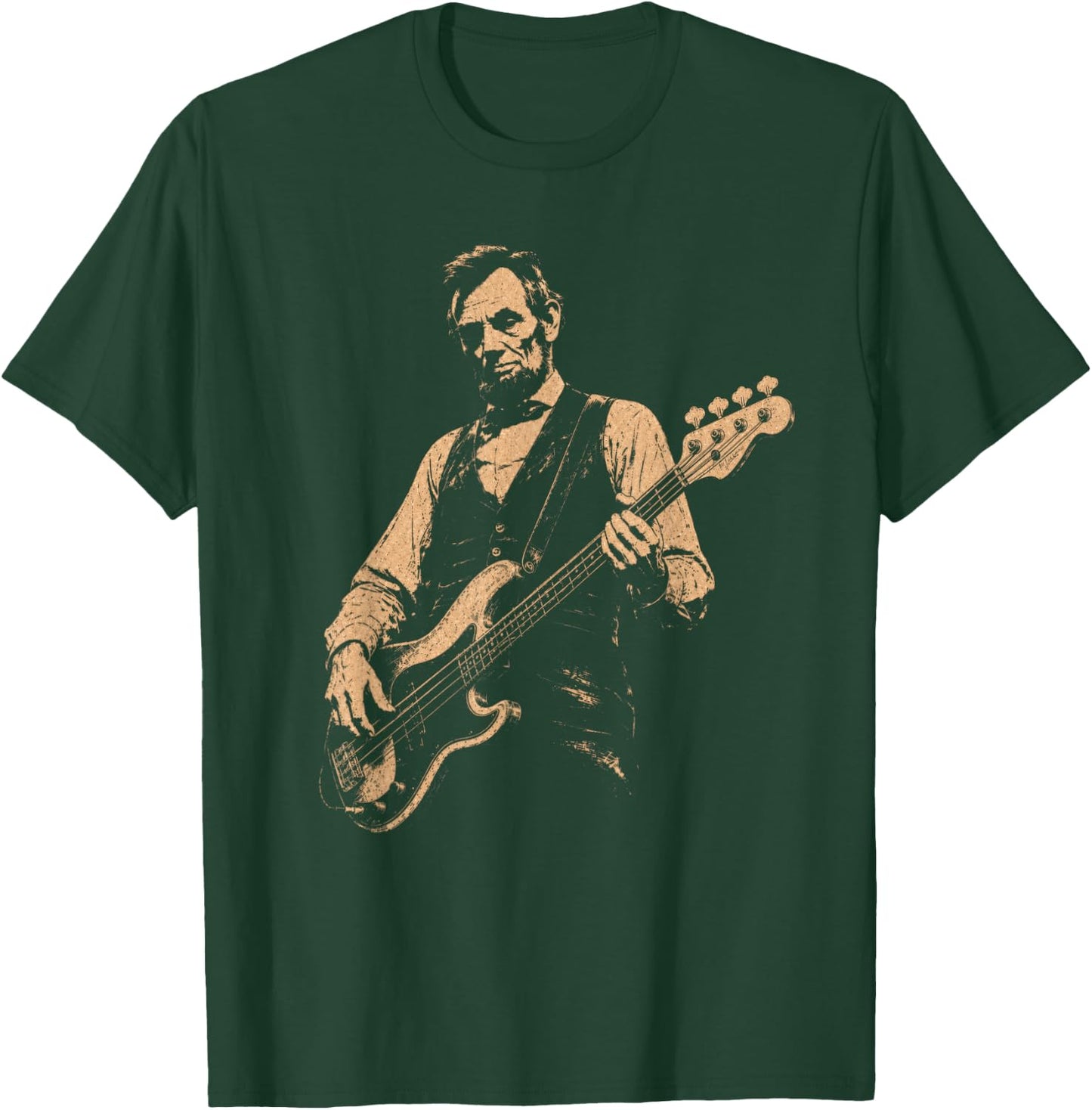 Funny Abraham Lincoln Playing Bass Guitar Abe Bassist Humor T-Shirt - T-Shirt | Forest