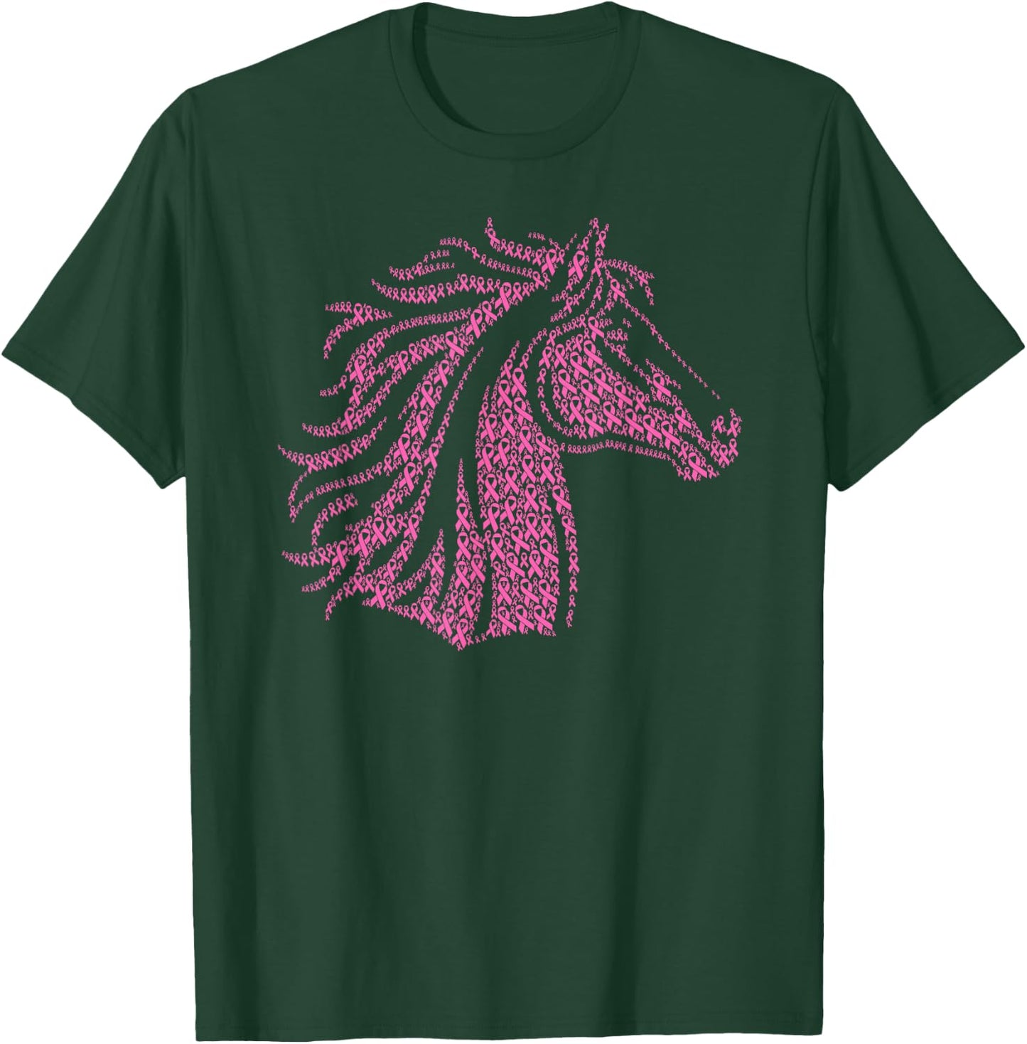 Breast Cancer Awareness Pink Ribbon & Survivor - Horse T-Shirt - T-Shirt | Forest