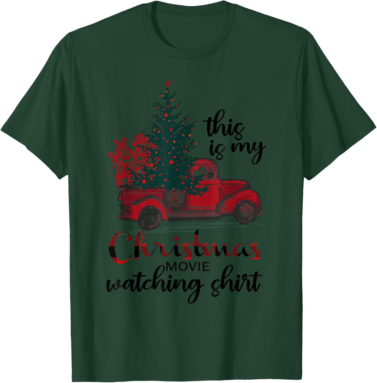 This Is My Christmas Movie Watching Shirt Vintage Red Truck T-Shirt - T-Shirt | Forest