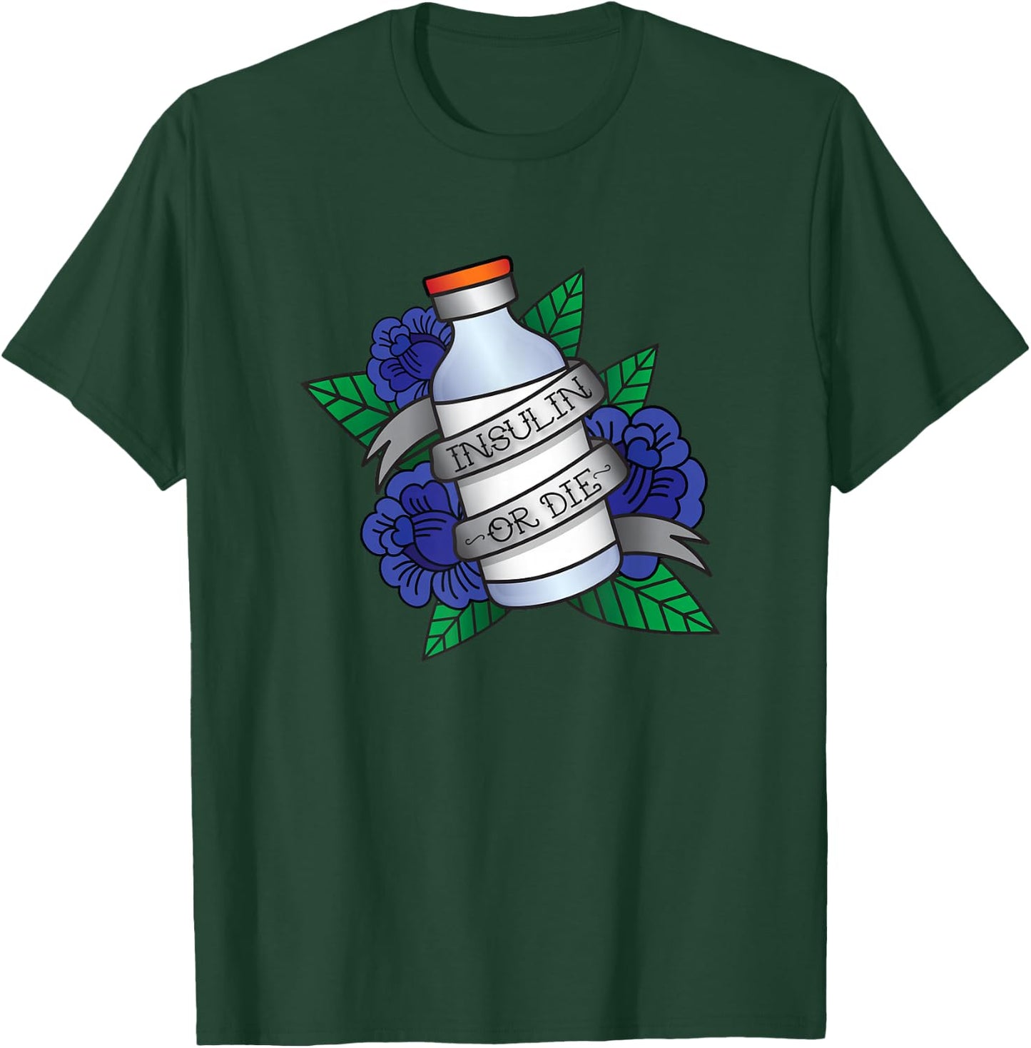 Type 1 Diabetes T1D Awareness Insulin Or Die Sailor Tattoo T-Shirt - T-Shirt | Forest