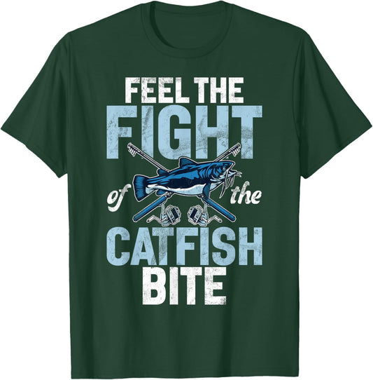 Feel the Fight of the Catfish Bite Catfish T-Shirt - T-Shirt | Forest