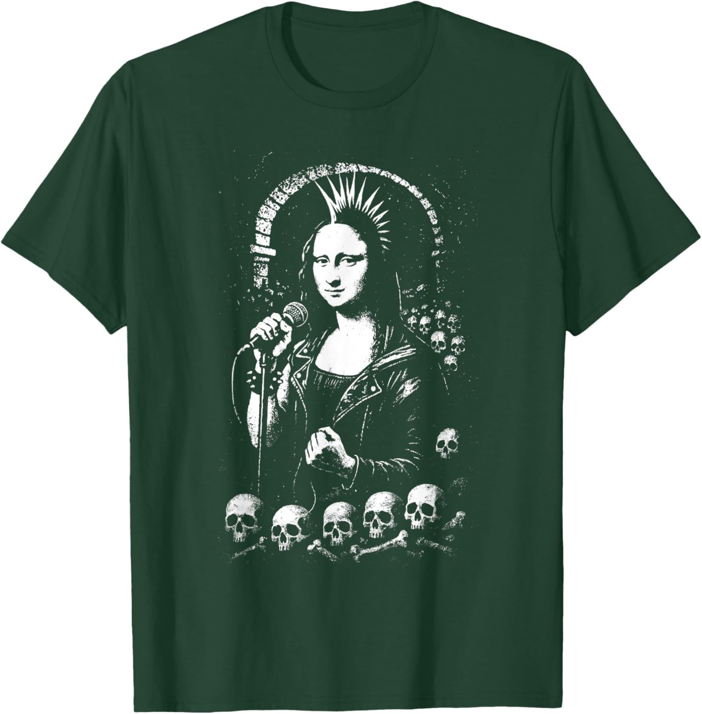 Distressed Punk Mona Lisa Graffiti Grunge Skull 90s Vintage T-Shirt - T-Shirt | Forest