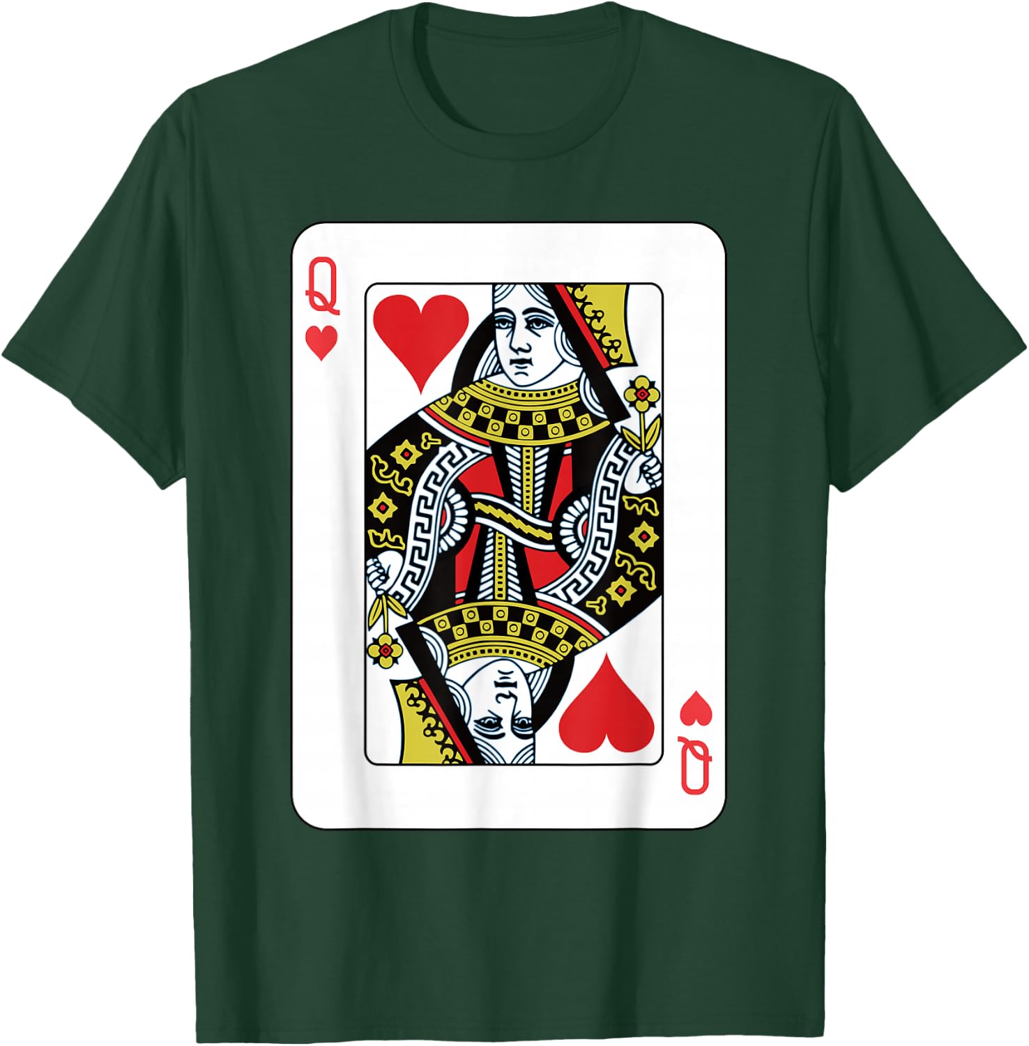 Queen of the Hearts Playing Card Poker T-Shirt - T-Shirt | Forest