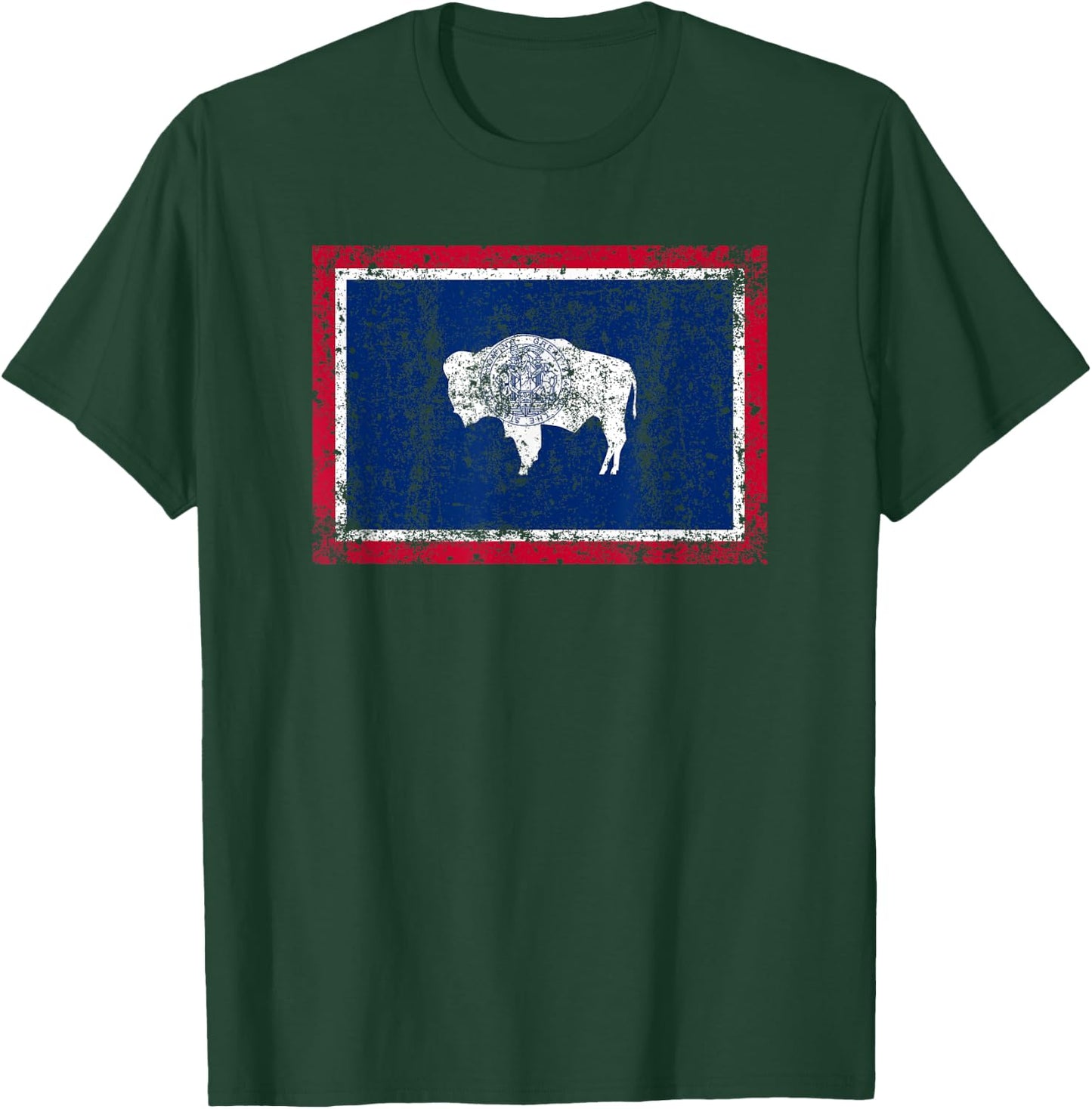 State of Wyoming Flag Fun Vintage Retro Fall Hiking Gift Dad T-Shirt - T-Shirt | Forest