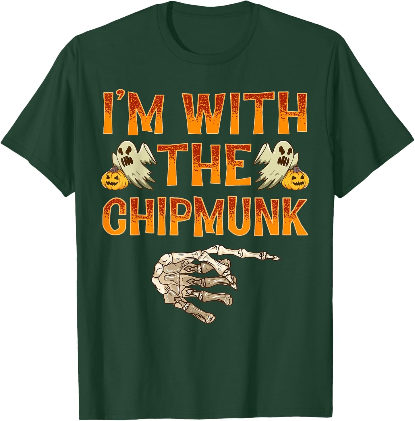 I'm With The Chipmunk Shirt Costume Funny Halloween Couple T-Shirt - T-Shirt | Forest