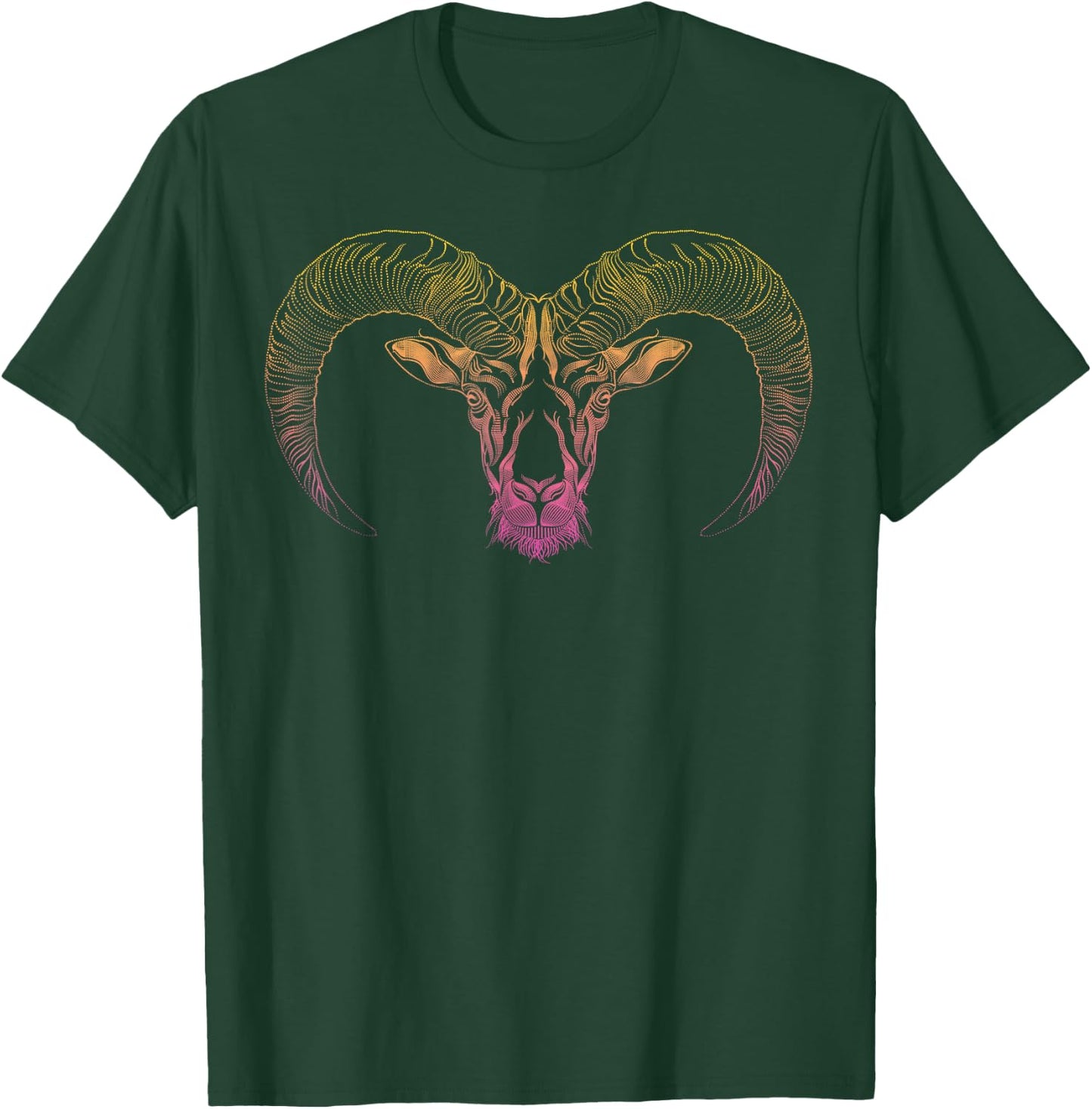 Ram Head & Bighorn Sheep Dot line Art Drawing Gift - Ram T-Shirt - T-Shirt | Forest