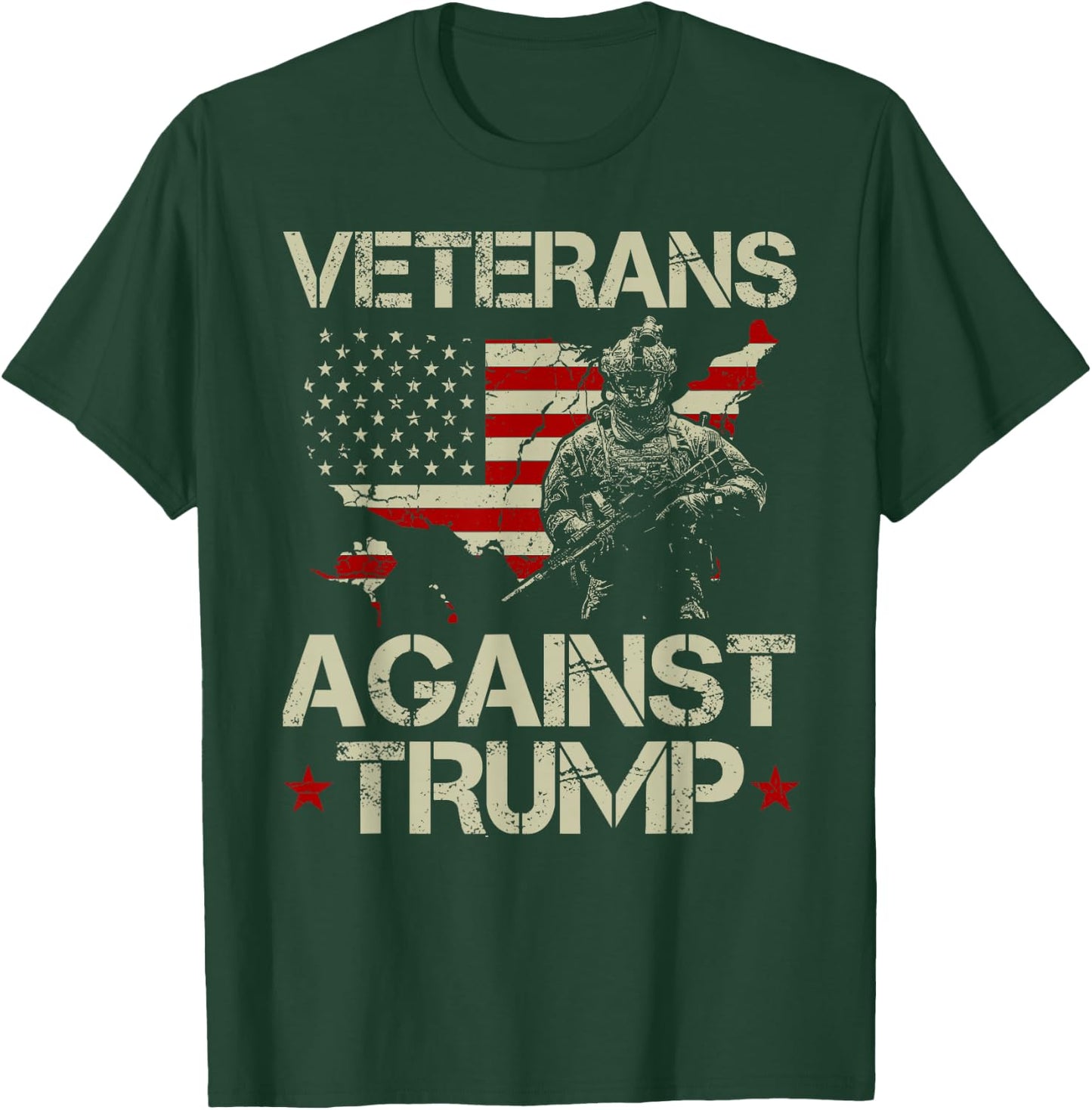 Veterans Against Donald Trump American Flag Gift T-Shirt - T-Shirt | Forest