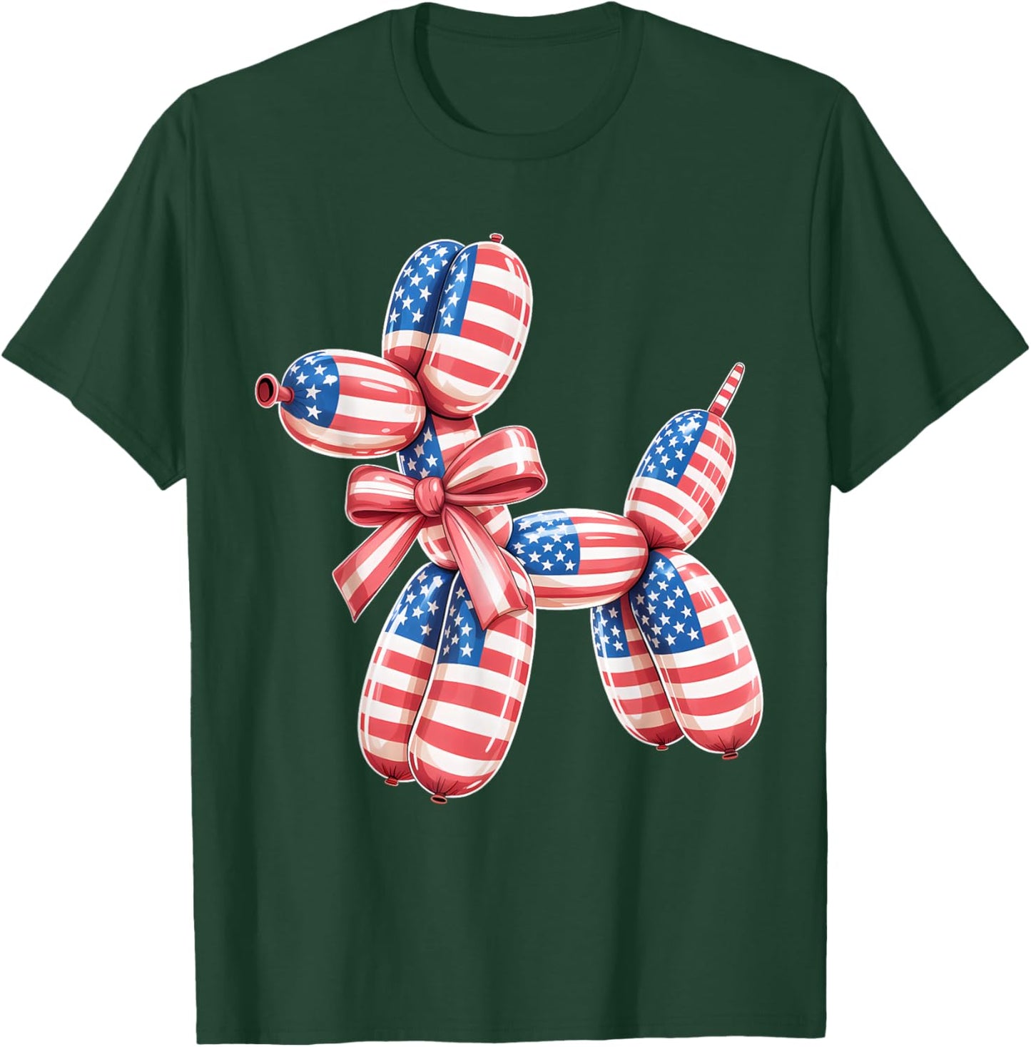 Balloon Dog 4th of July USA Flag American Balloon Artist T-Shirt - T-Shirt | Forest