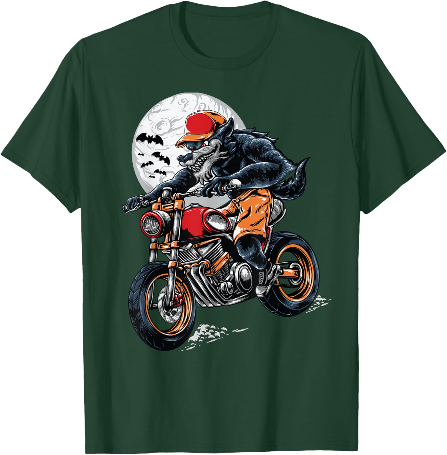 werewolf biker Gift lovers Motorcycle costume T-Shirt - T-Shirt | Forest
