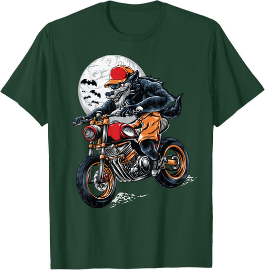 werewolf biker Gift lovers Motorcycle costume T-Shirt - T-Shirt | Forest